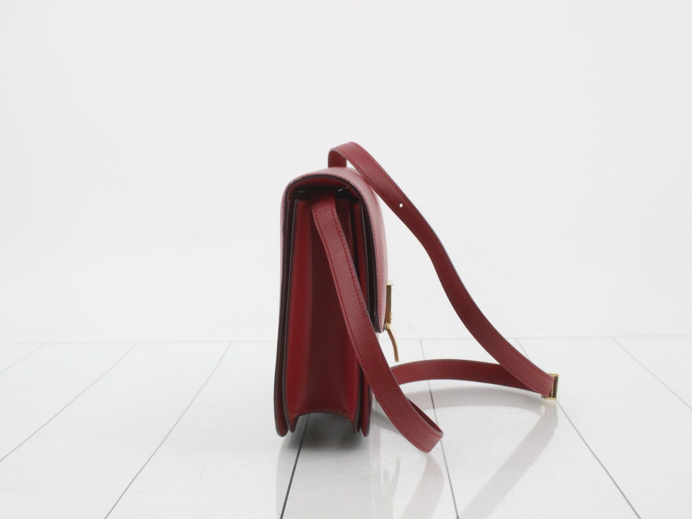 Classic Box Leather Shoulder Bag, Red — view 4