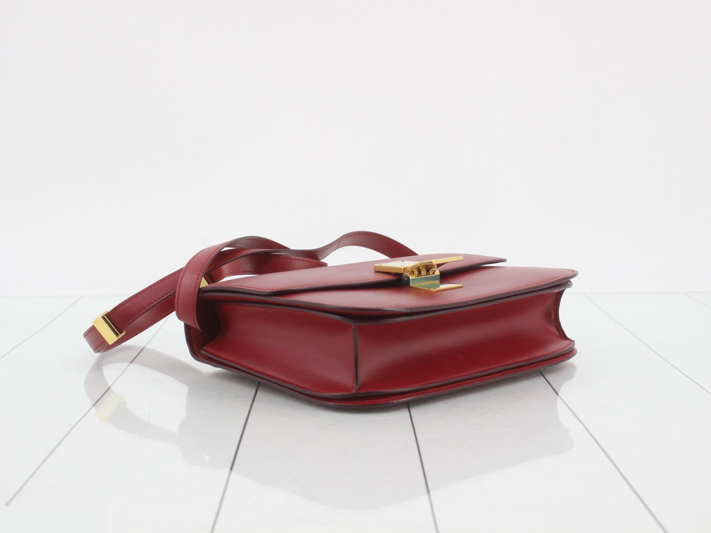 Classic Box Leather Shoulder Bag, Red — view 5