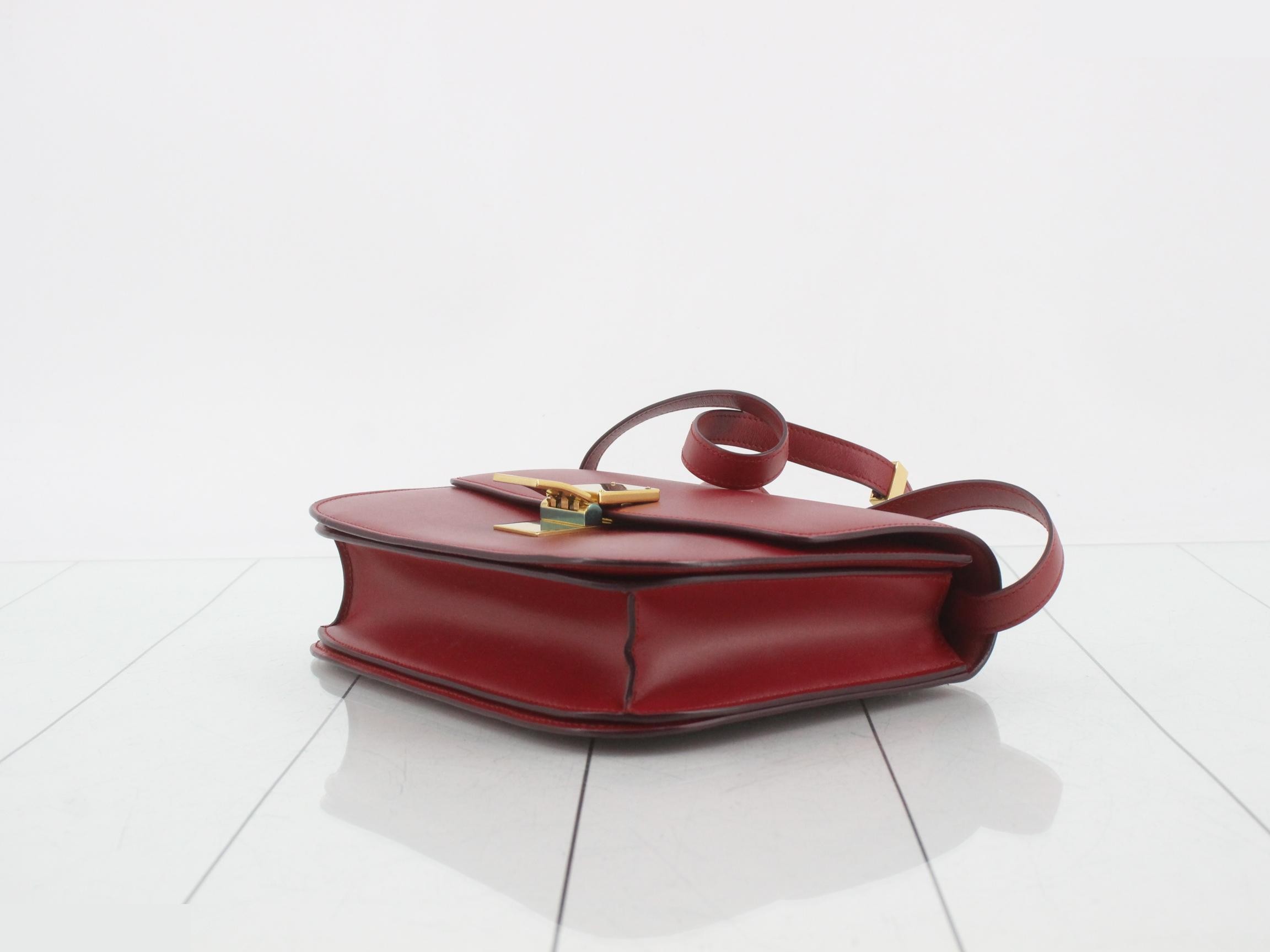 Classic Box Leather Shoulder Bag, Red — view 6