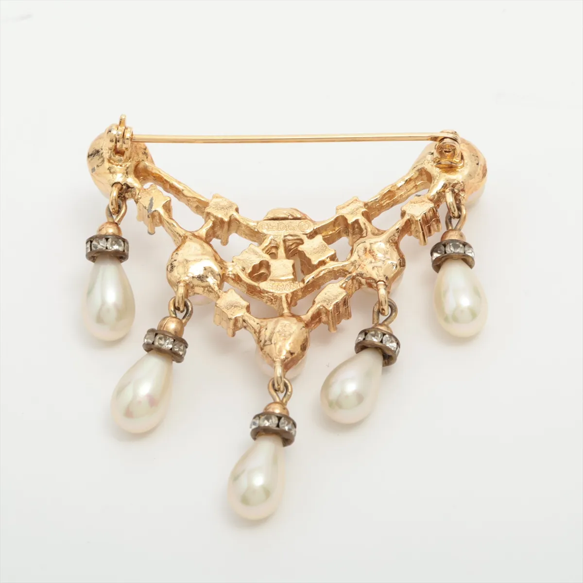 Brooch GP x Rhinestone x Fake Pearl Gold — view 2