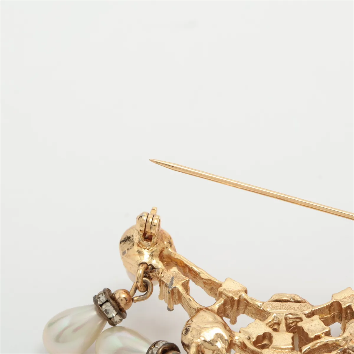 Brooch GP x Rhinestone x Fake Pearl Gold — view 3