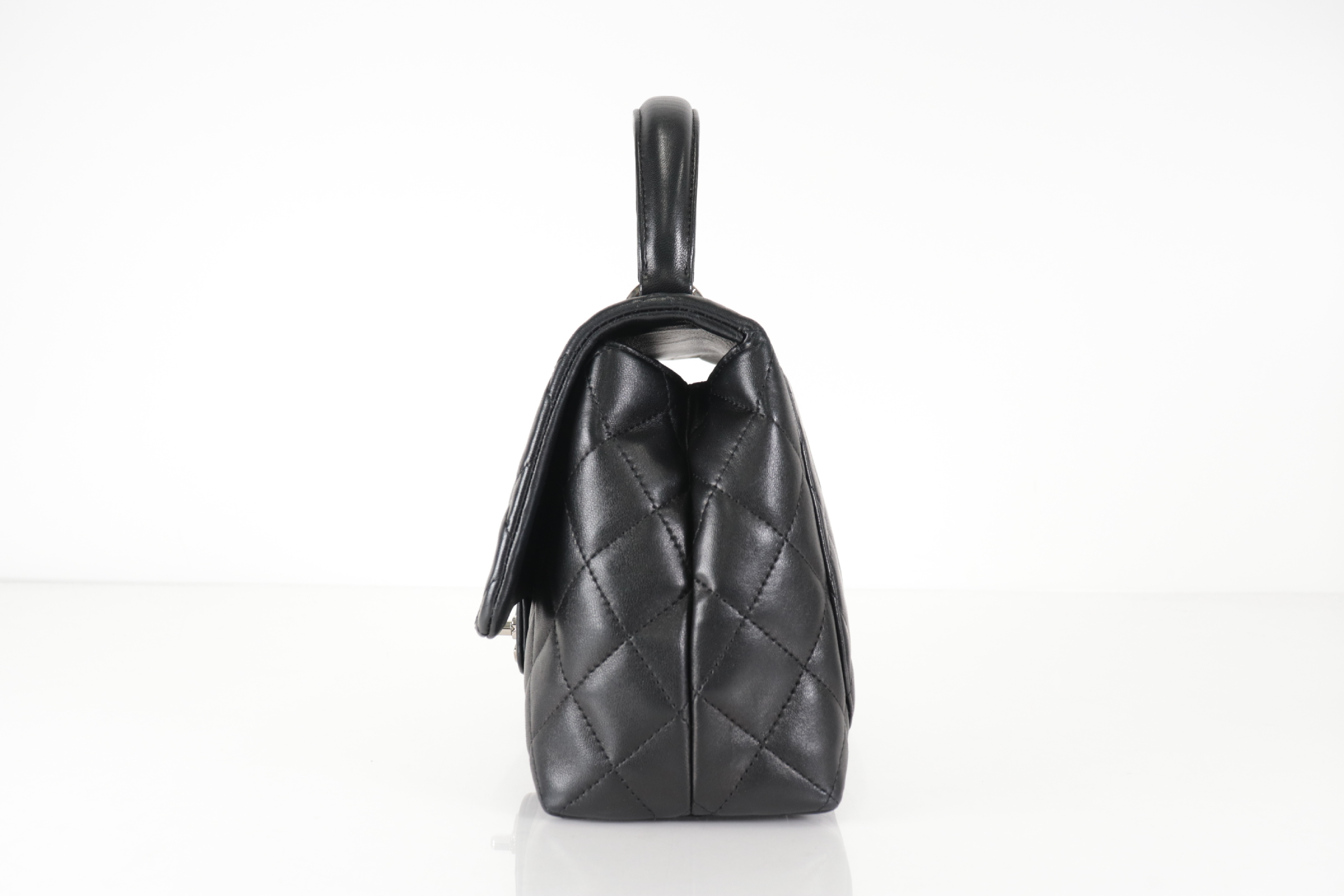 Matelassé Lambskin Kelly-style Handbag with Silver Hardware — view 5