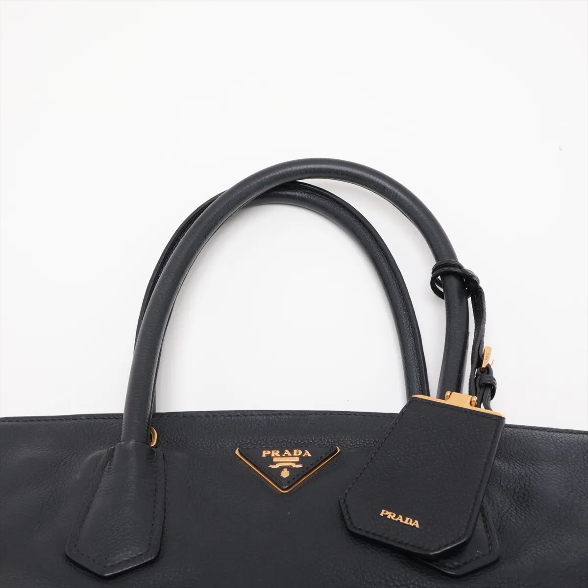 Vitello Grain BN2829 Leather 2-Way Handbag, Black — view 6