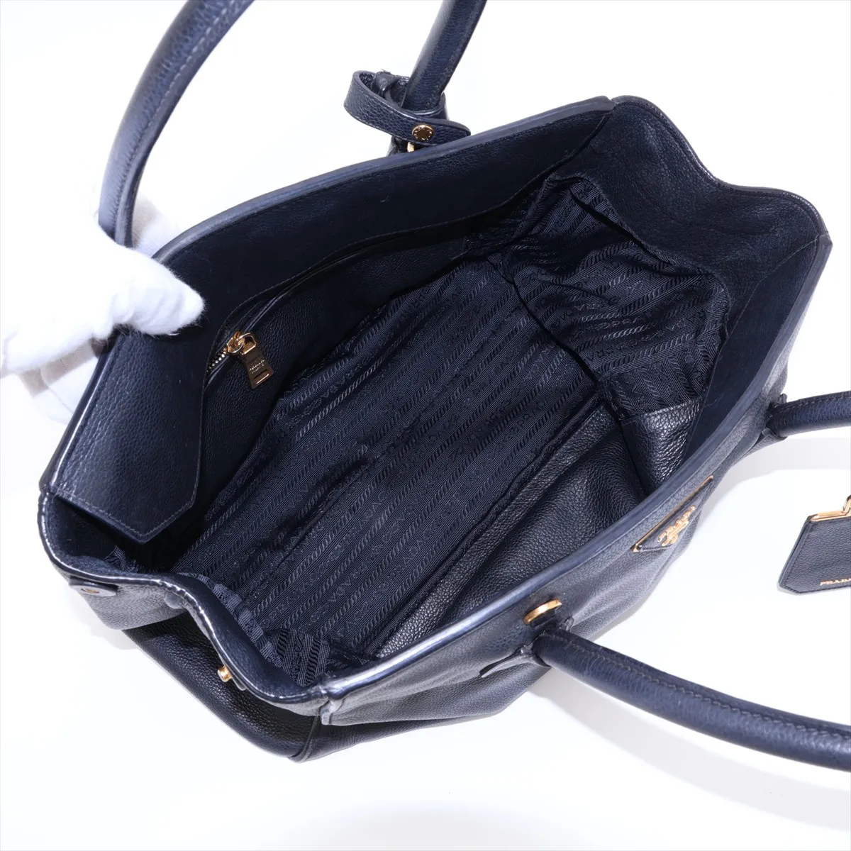 Vitello Grain BN2829 Leather 2-Way Handbag, Black — view 8