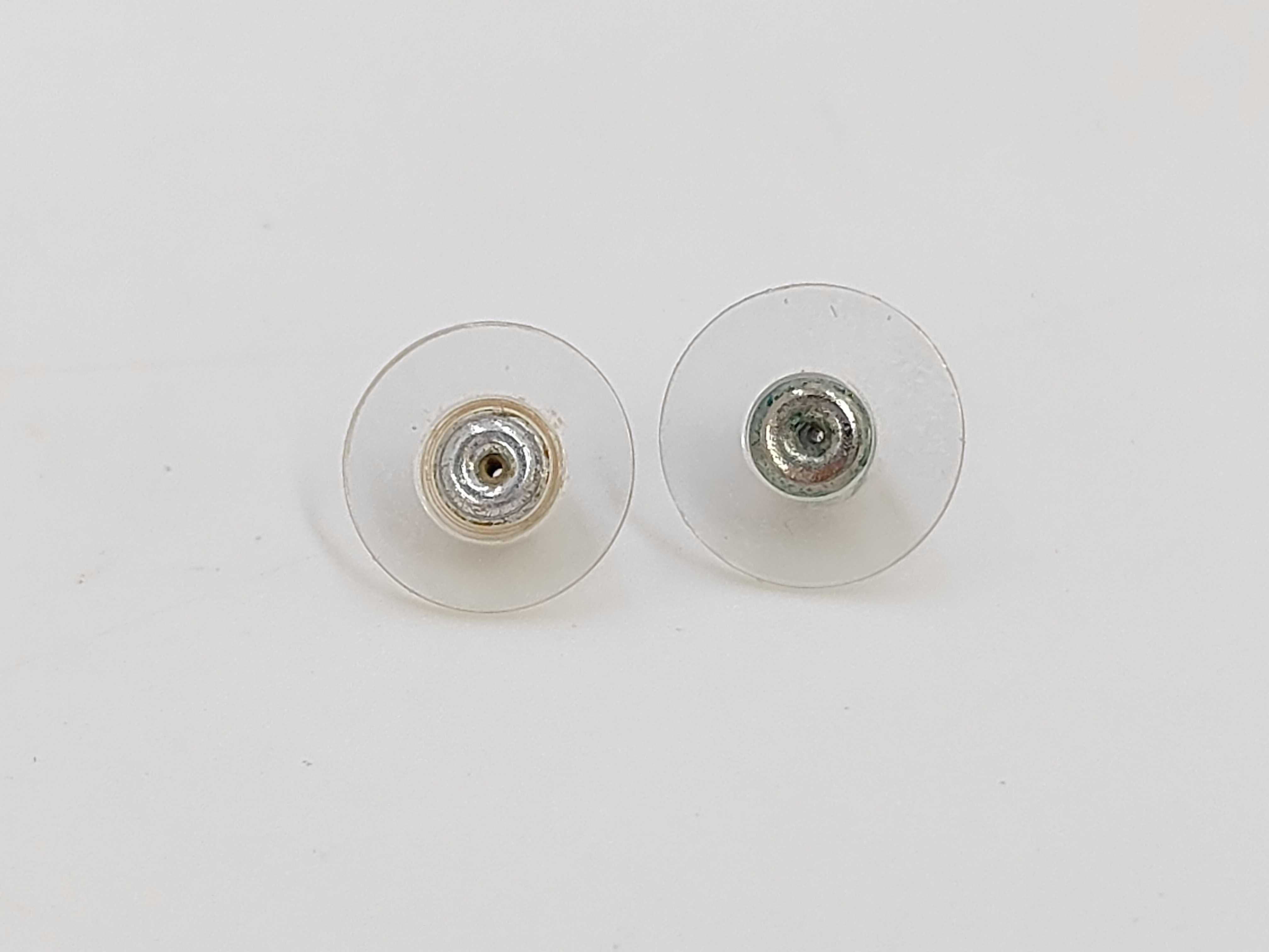 earrings, Coco Mark square button, orange and gold. — view 5