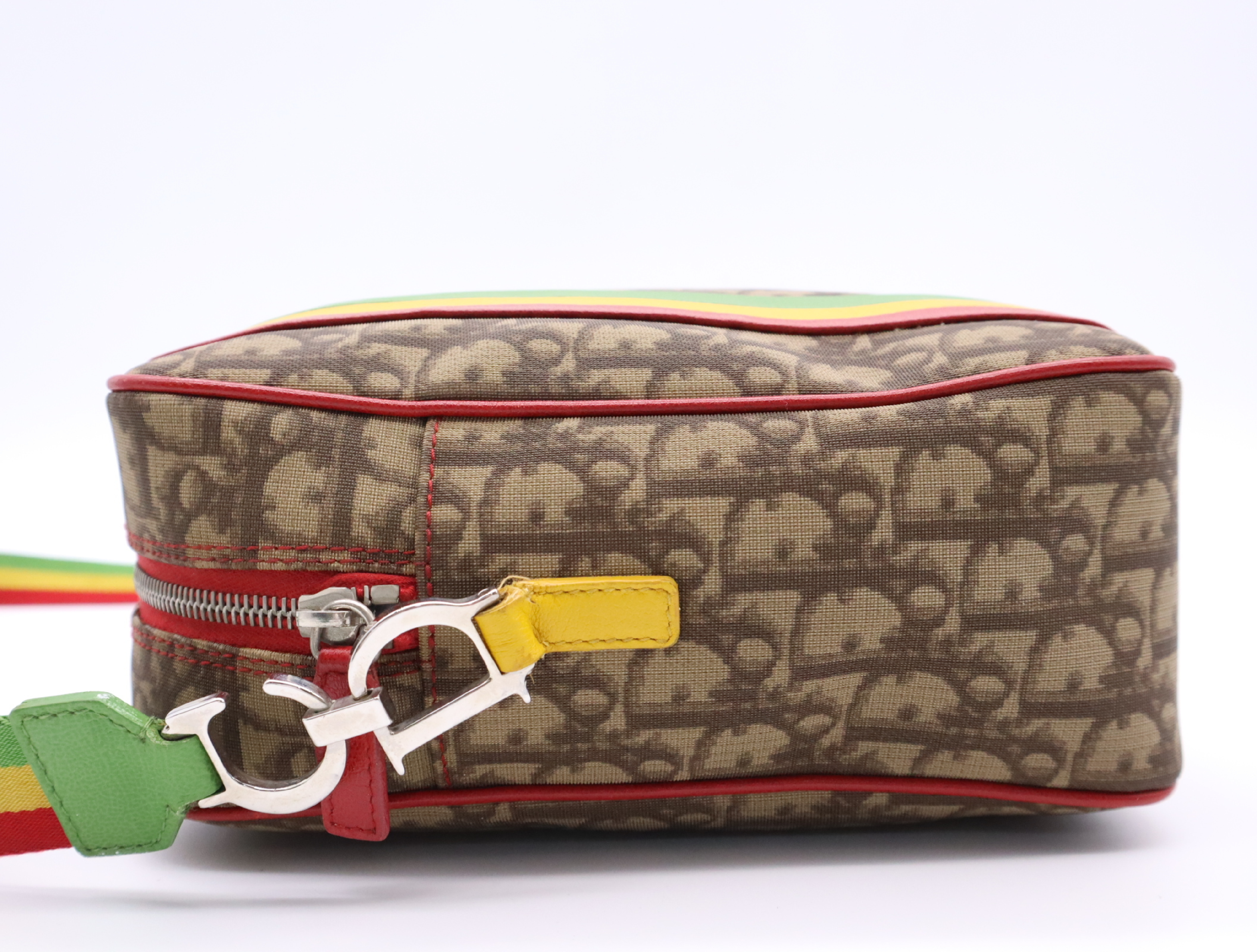 PVC x Leather Trotter Pattern Shoulder Bag, Beige, Silver Hardware — view 3