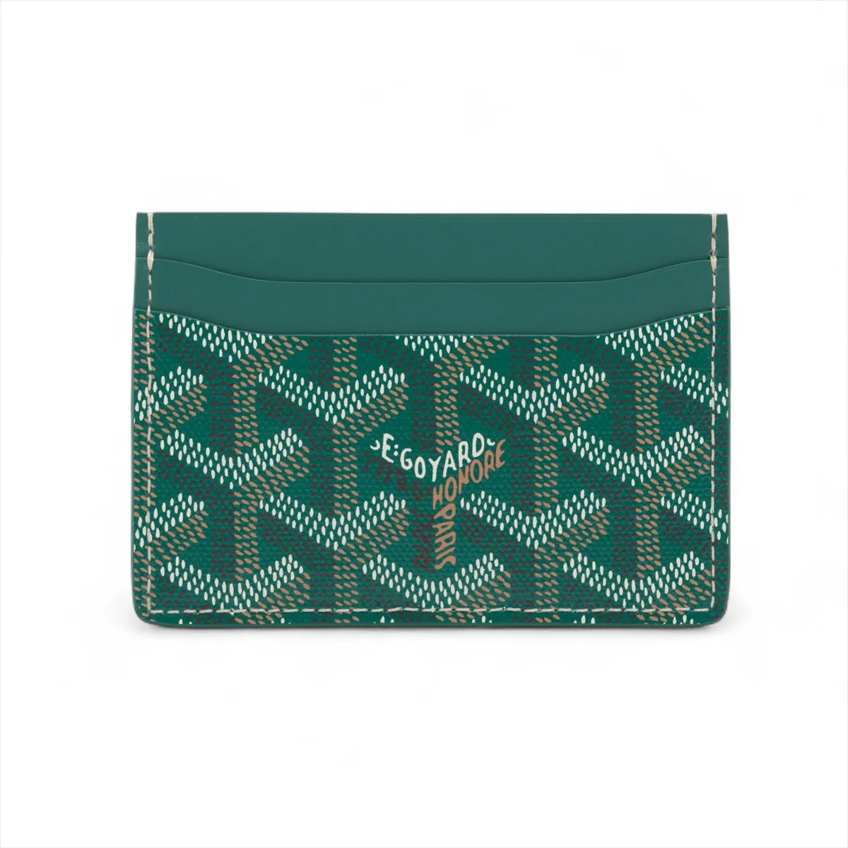 Herringbone Saint-Sulpice PVC x Leather Card Case Green