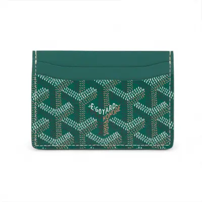 Herringbone Saint-Sulpice PVC x Leather Card Case Green