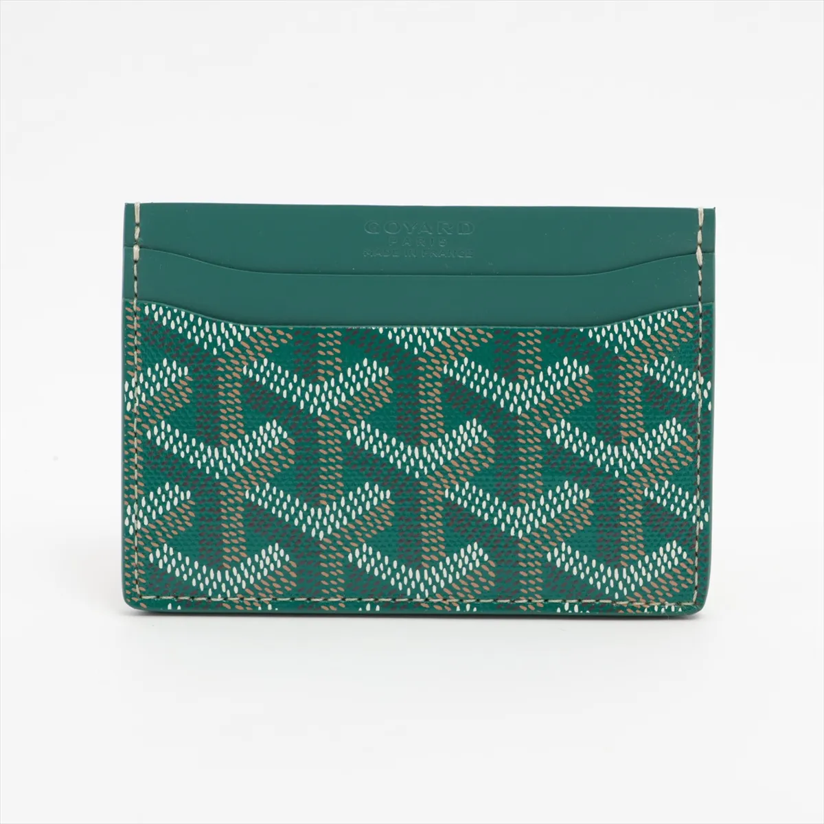 Herringbone Saint-Sulpice PVC x Leather Card Case Green — view 2