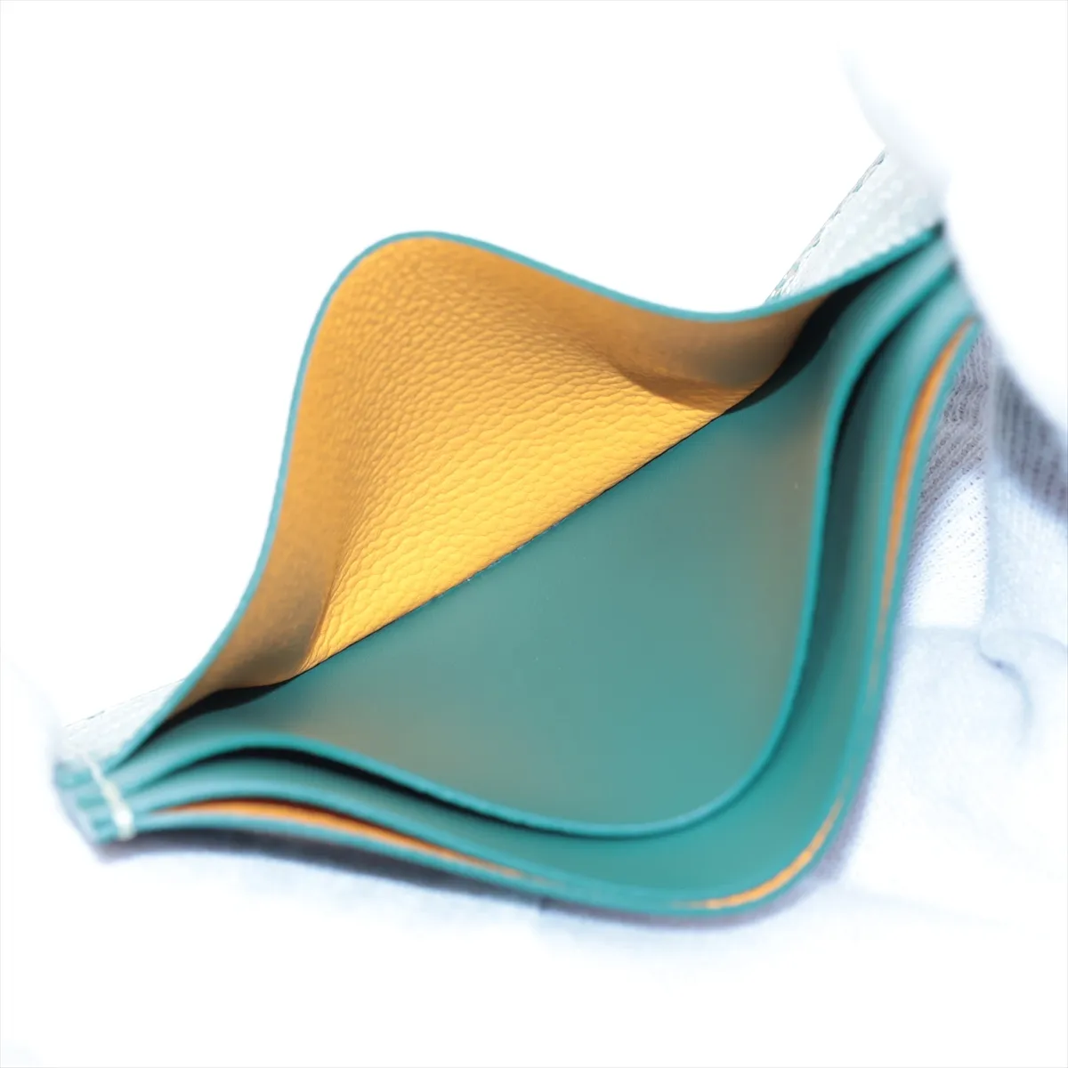 Herringbone Saint-Sulpice PVC x Leather Card Case Green — view 3