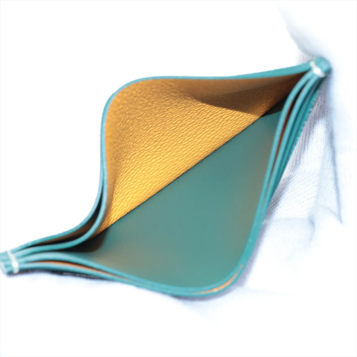 Herringbone Saint-Sulpice PVC x Leather Card Case Green — view 4