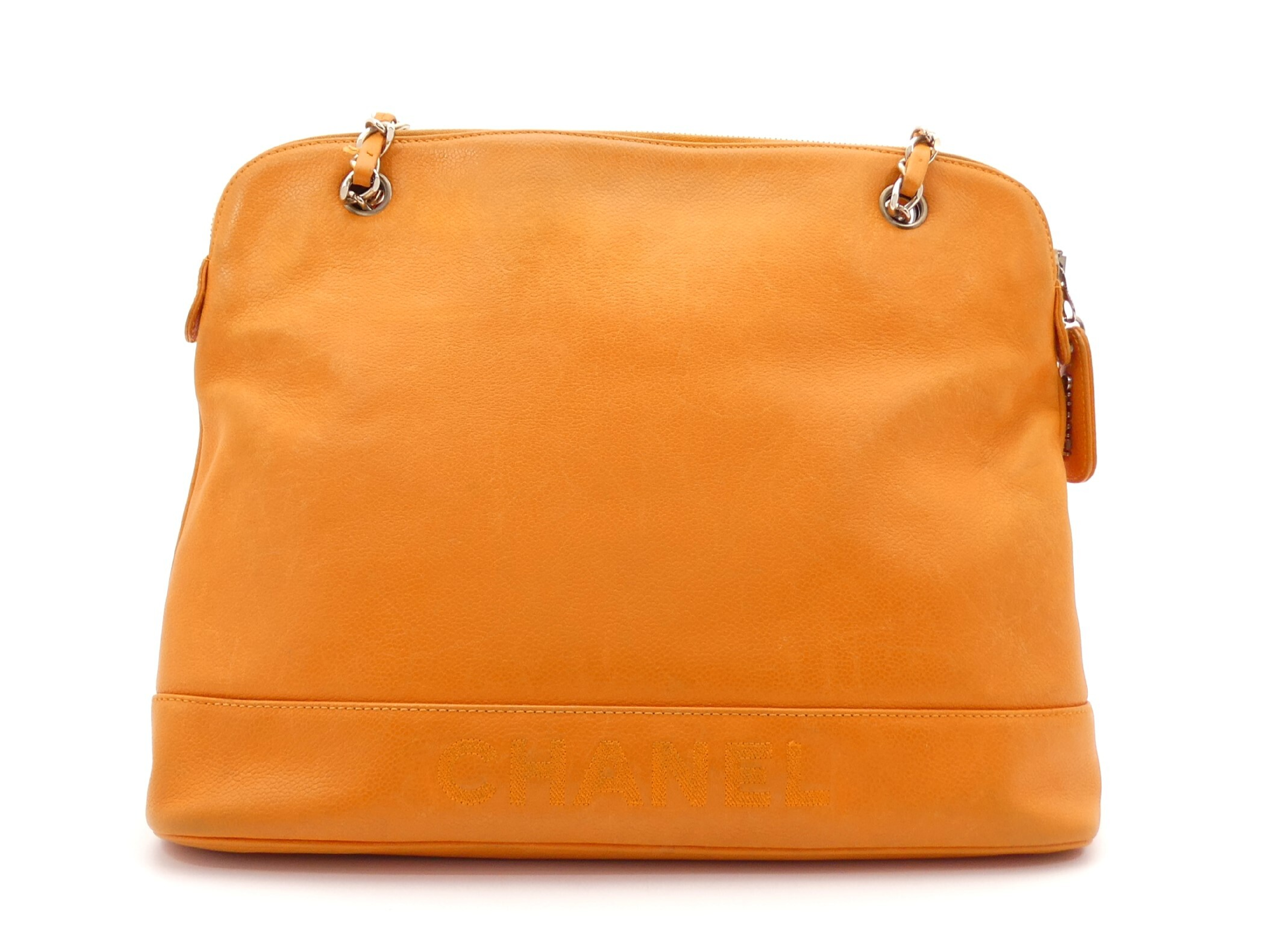 Caviar Skin Logo Chain Shoulder Bag — view 2