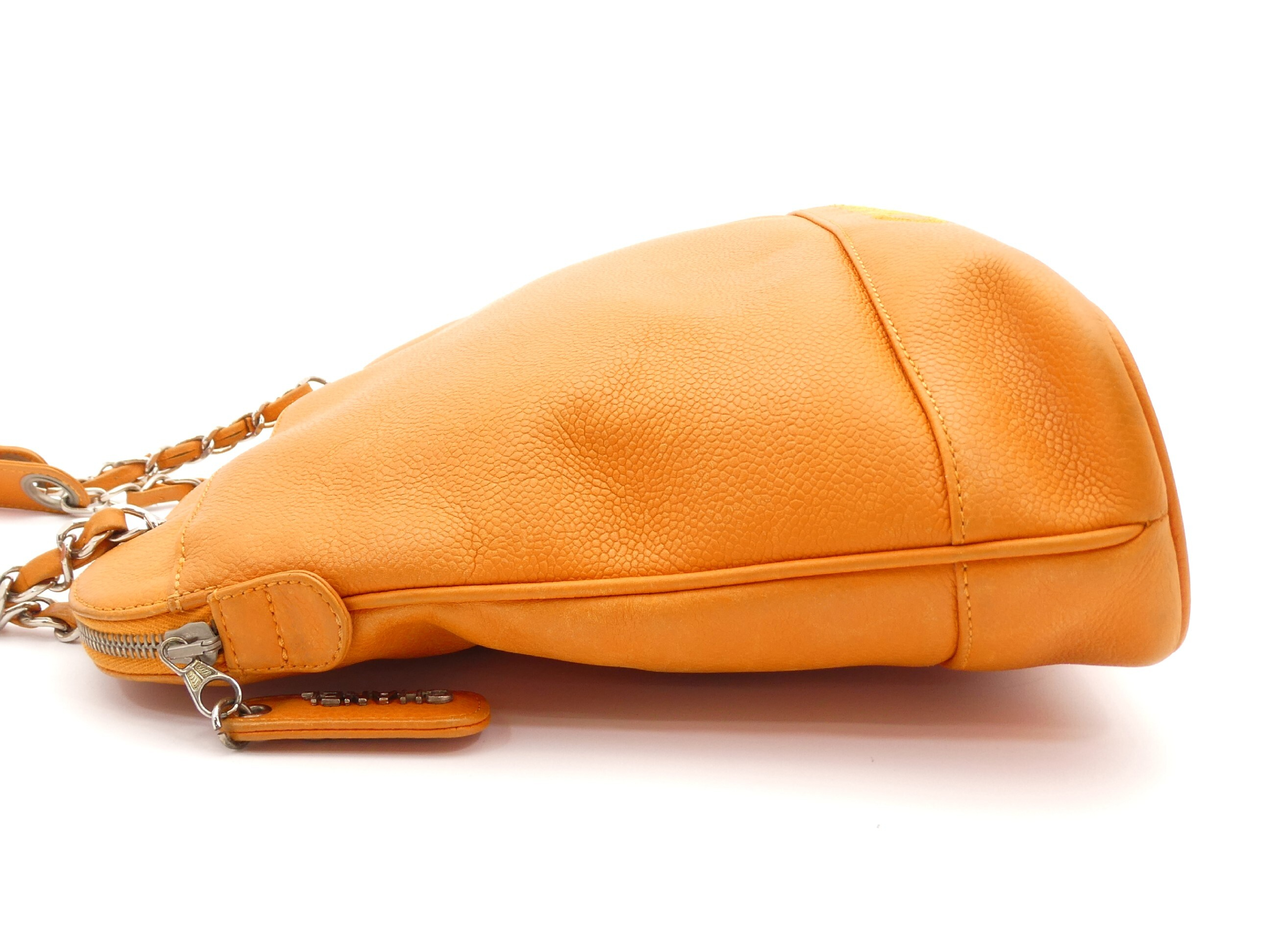 Caviar Skin Logo Chain Shoulder Bag — view 3