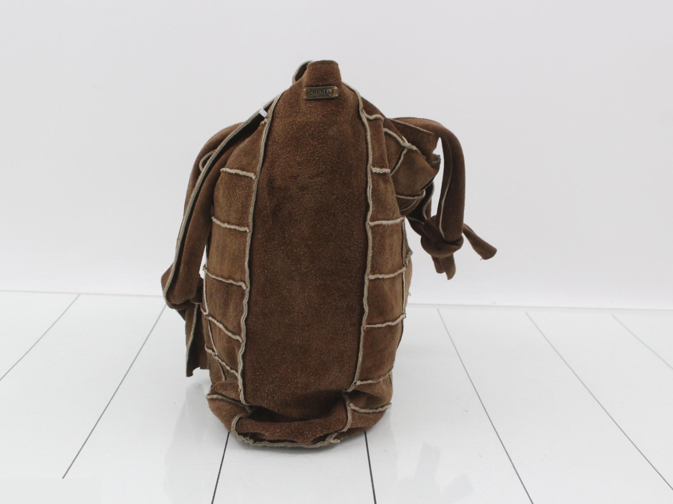 Chocolate bar suede patchwork tote bag — view 3