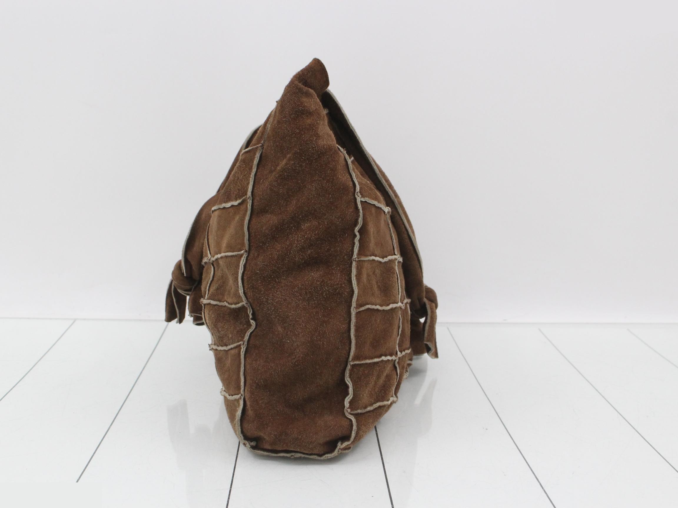 Chocolate bar suede patchwork tote bag — view 4
