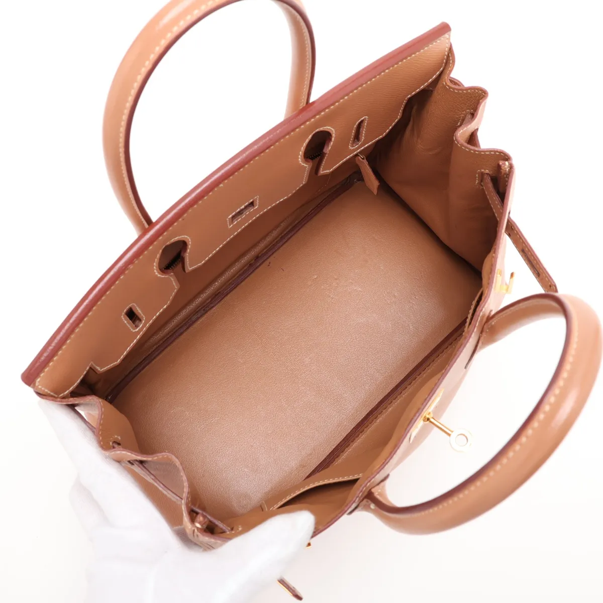 [Individually packaged] Hermes Birkin 30 Letournée Courchevel Natural Gold Hardware B: 1998 Key not included — view 7