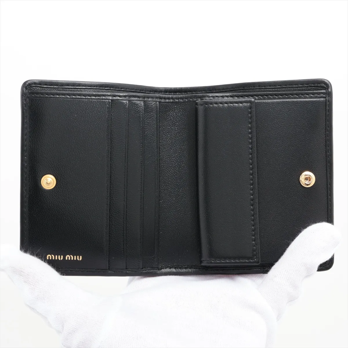 Matelasse 5MV204 Leather Compact Wallet Black — view 3