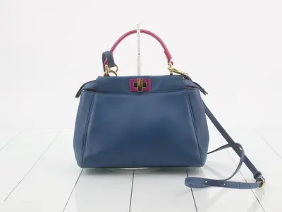 Peekaboo Leather 2-Way Shoulder/Handbag, Blue