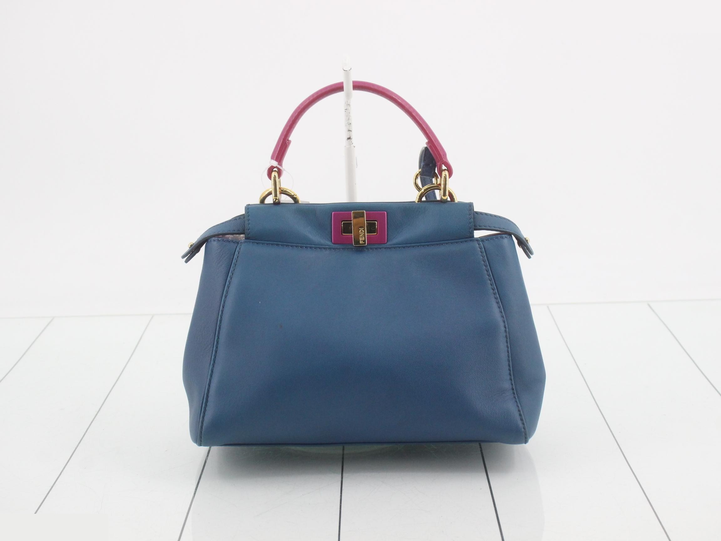 Peekaboo Leather 2-Way Shoulder/Handbag, Blue — view 2