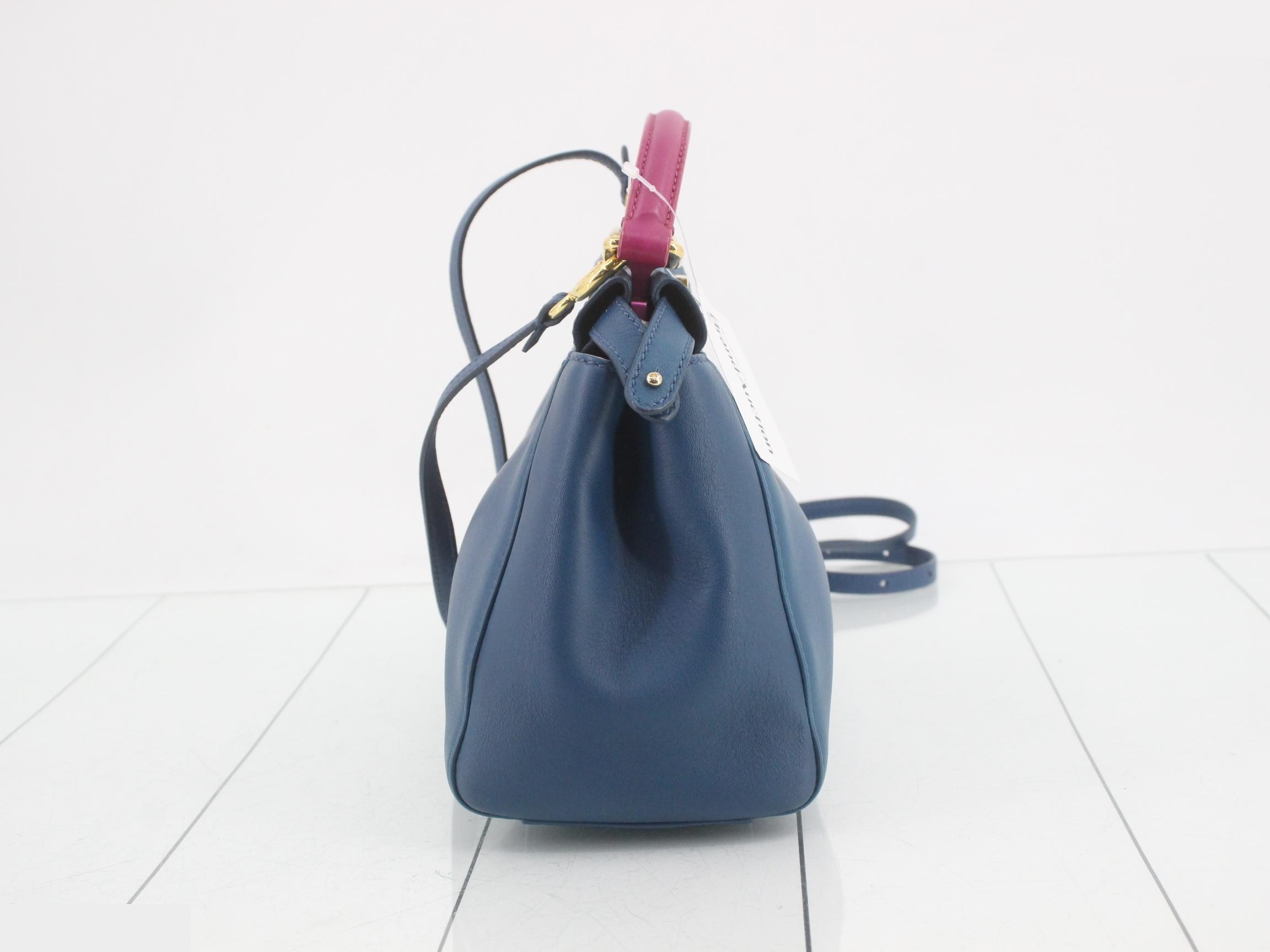 Peekaboo Leather 2-Way Shoulder/Handbag, Blue — view 3