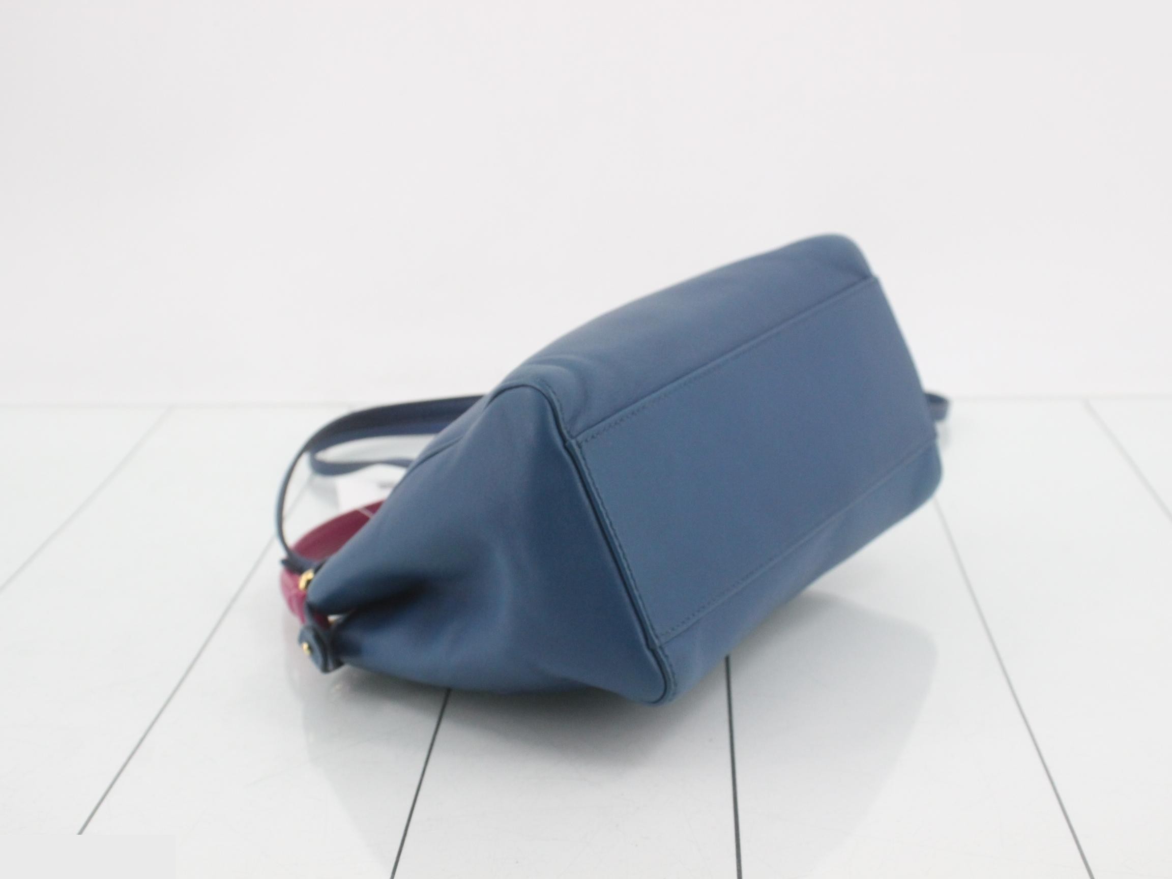 Peekaboo Leather 2-Way Shoulder/Handbag, Blue — view 5