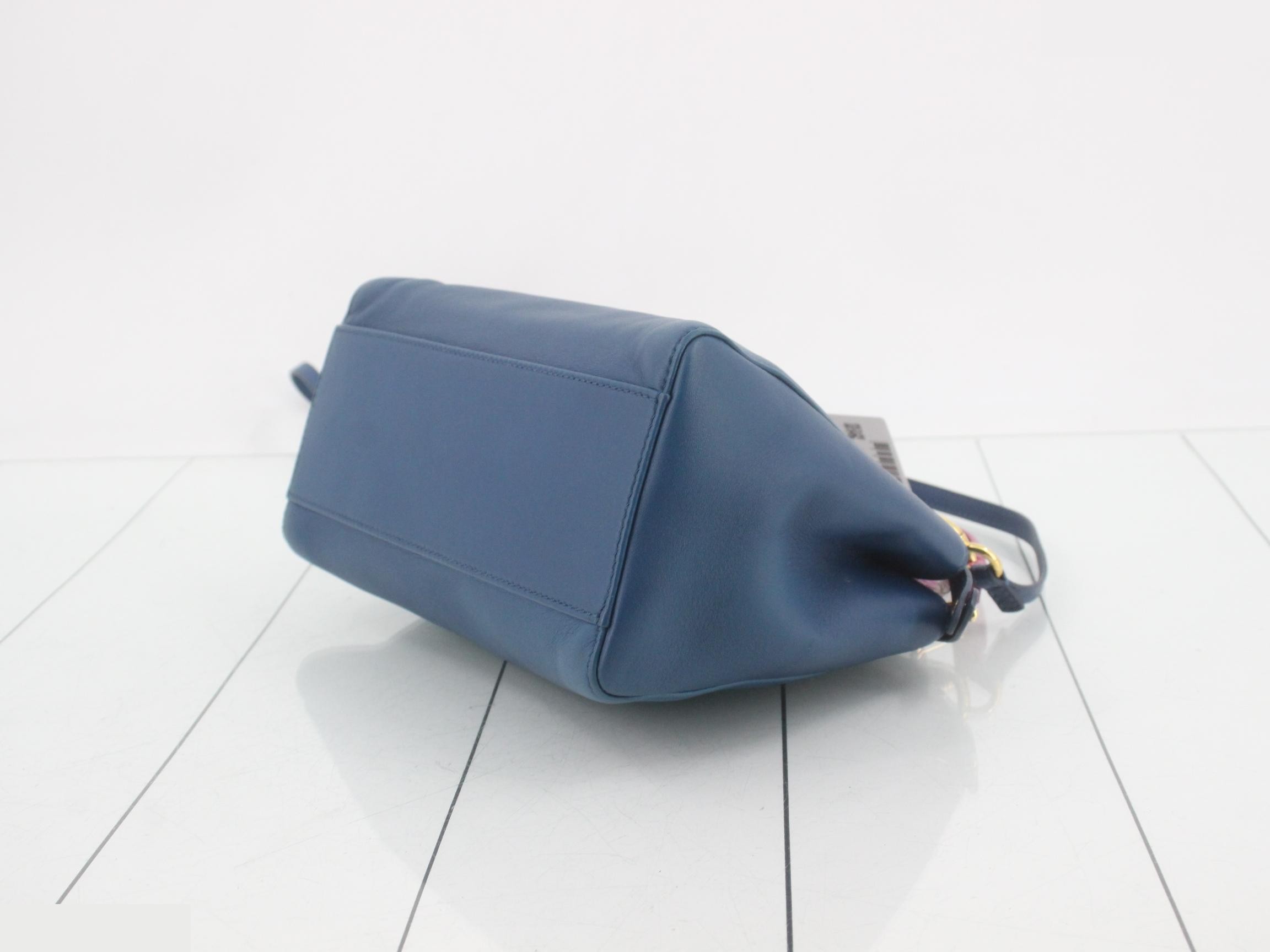 Peekaboo Leather 2-Way Shoulder/Handbag, Blue — view 6