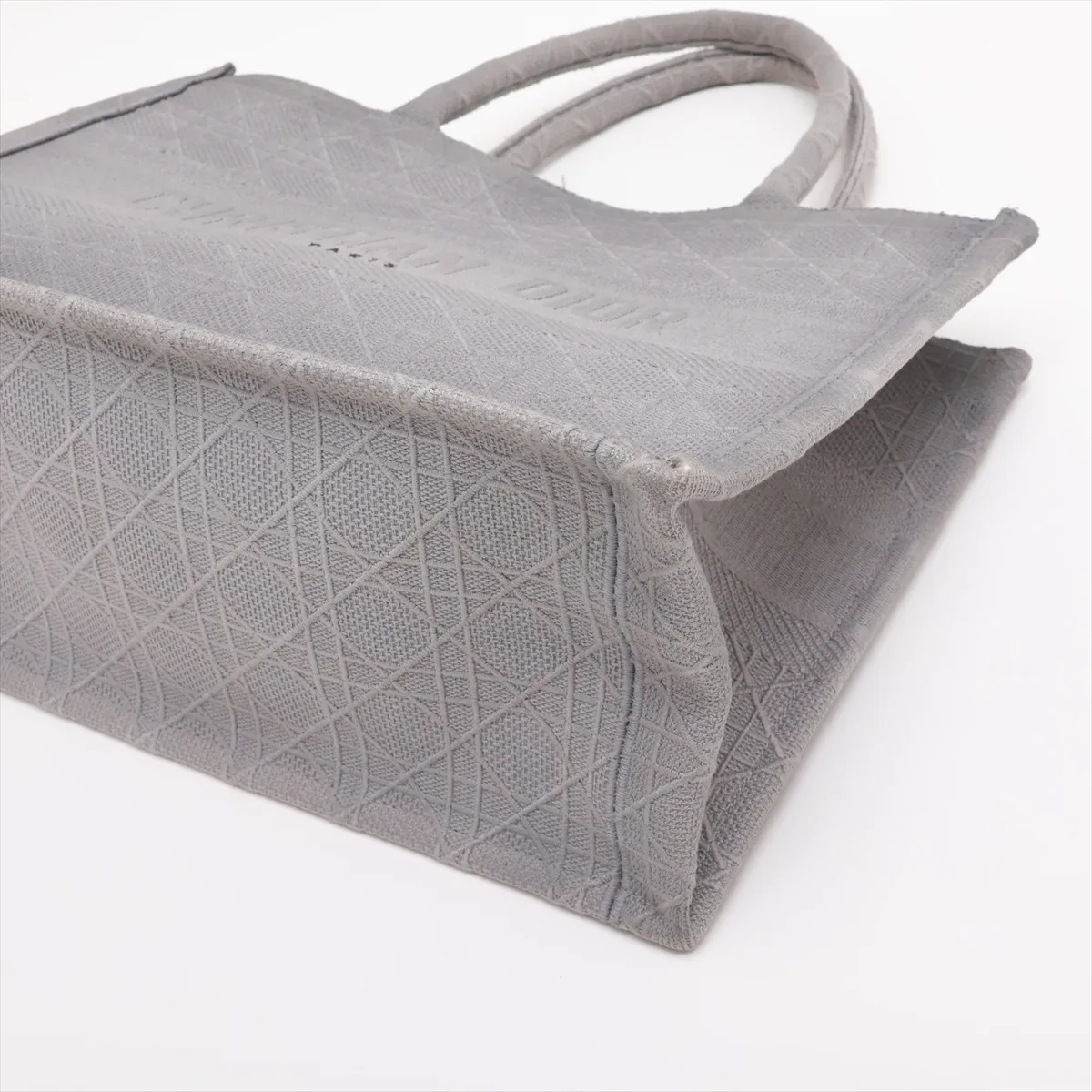 Cannage Book Tote Medium Canvas Tote Bag, Gray — view 3