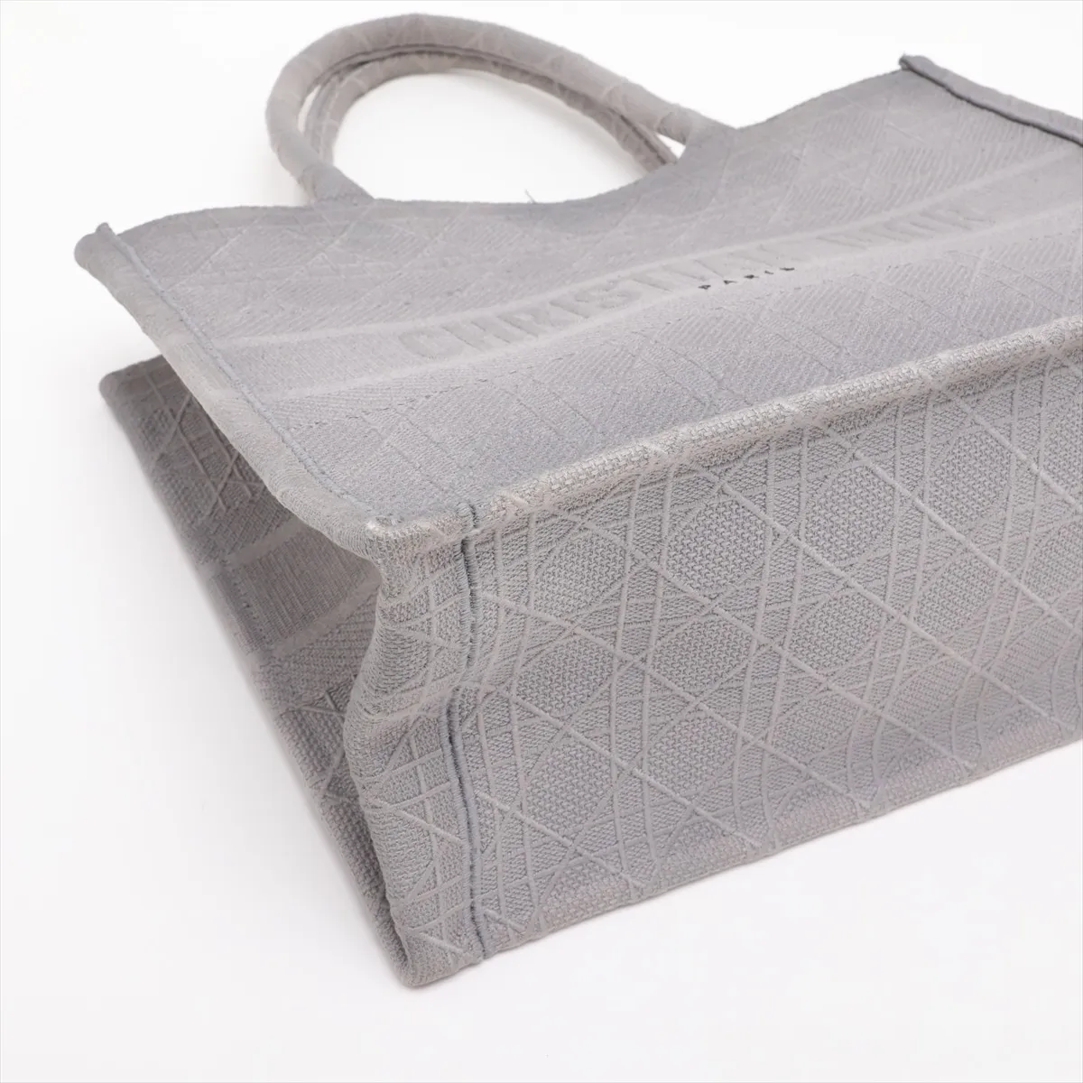 Cannage Book Tote Medium Canvas Tote Bag, Gray — view 4