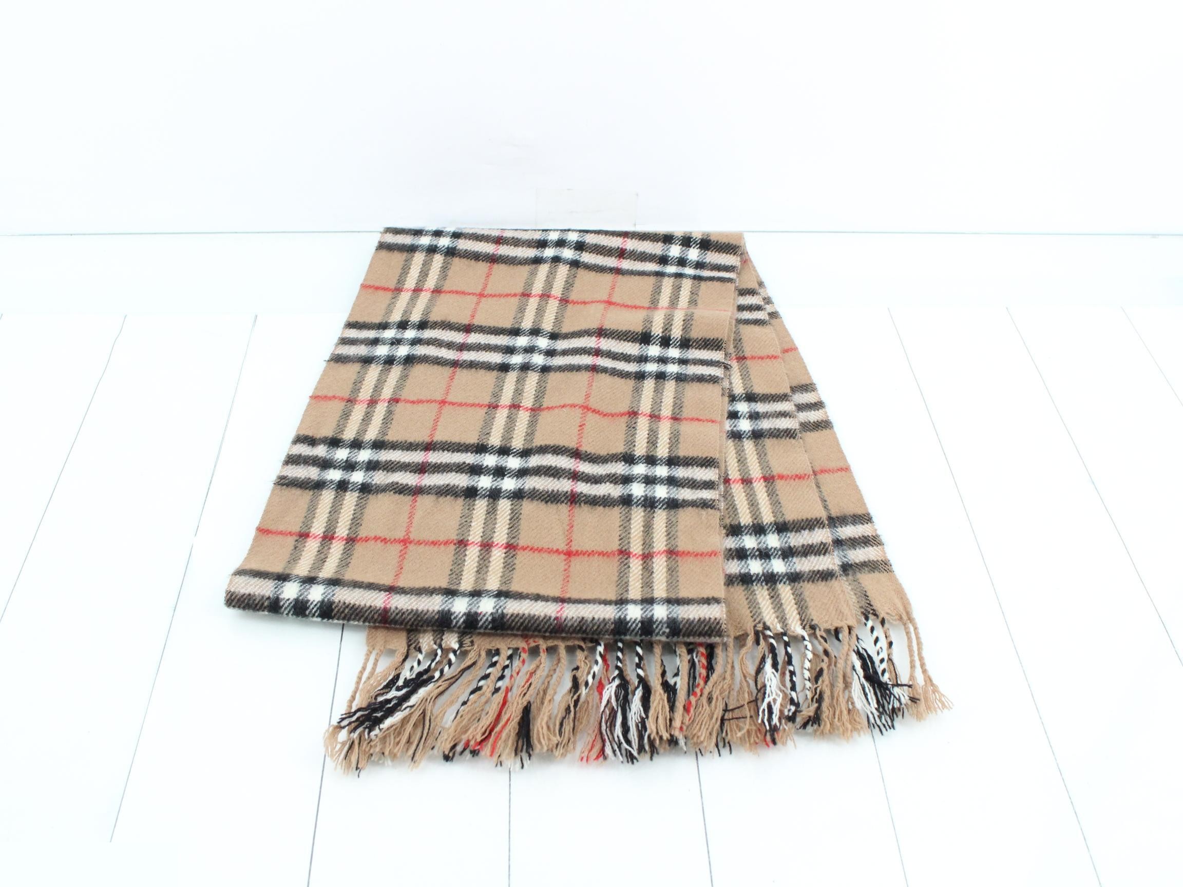 Nova Check Scarf, Beige, 100% Wool — view 3