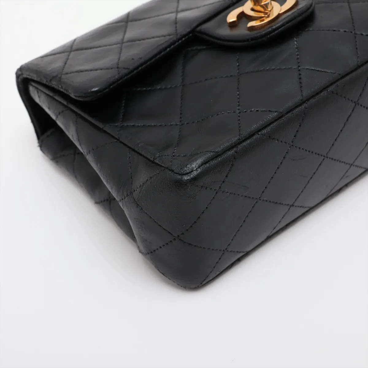 Mini Matelassé 17 Leather Single Flap Single Chain Bag, Black with Gold Hardware, 1477381, Series 1, A01115 — view 4