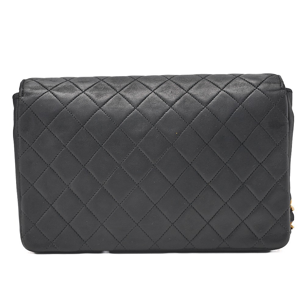 Lambskin Matelassé Circle Coco Chain Shoulder Bag, Black — view 2