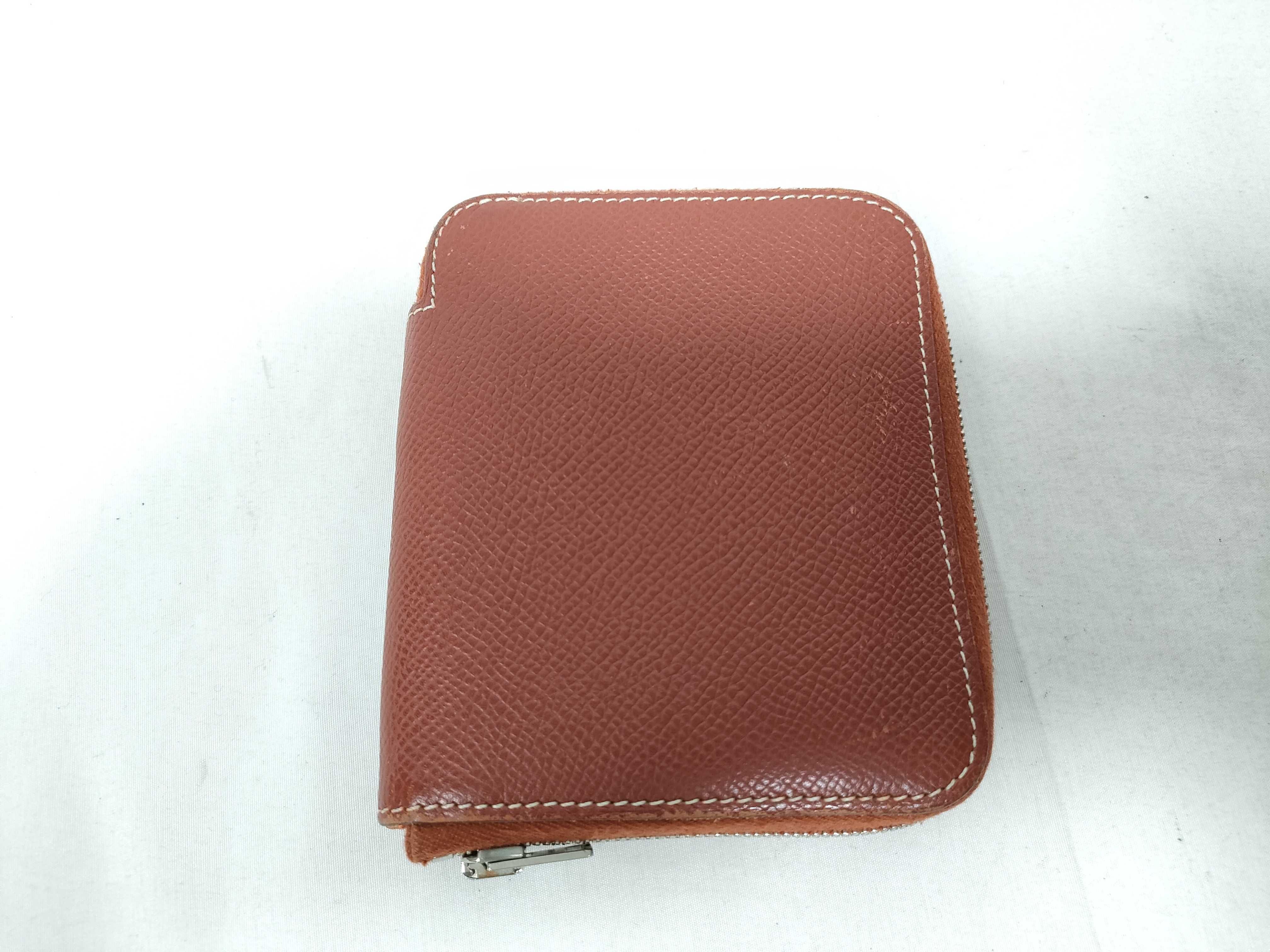 Azap Compact Silk In Wallet, Veau Epsom Leather, Brown, O Stamp