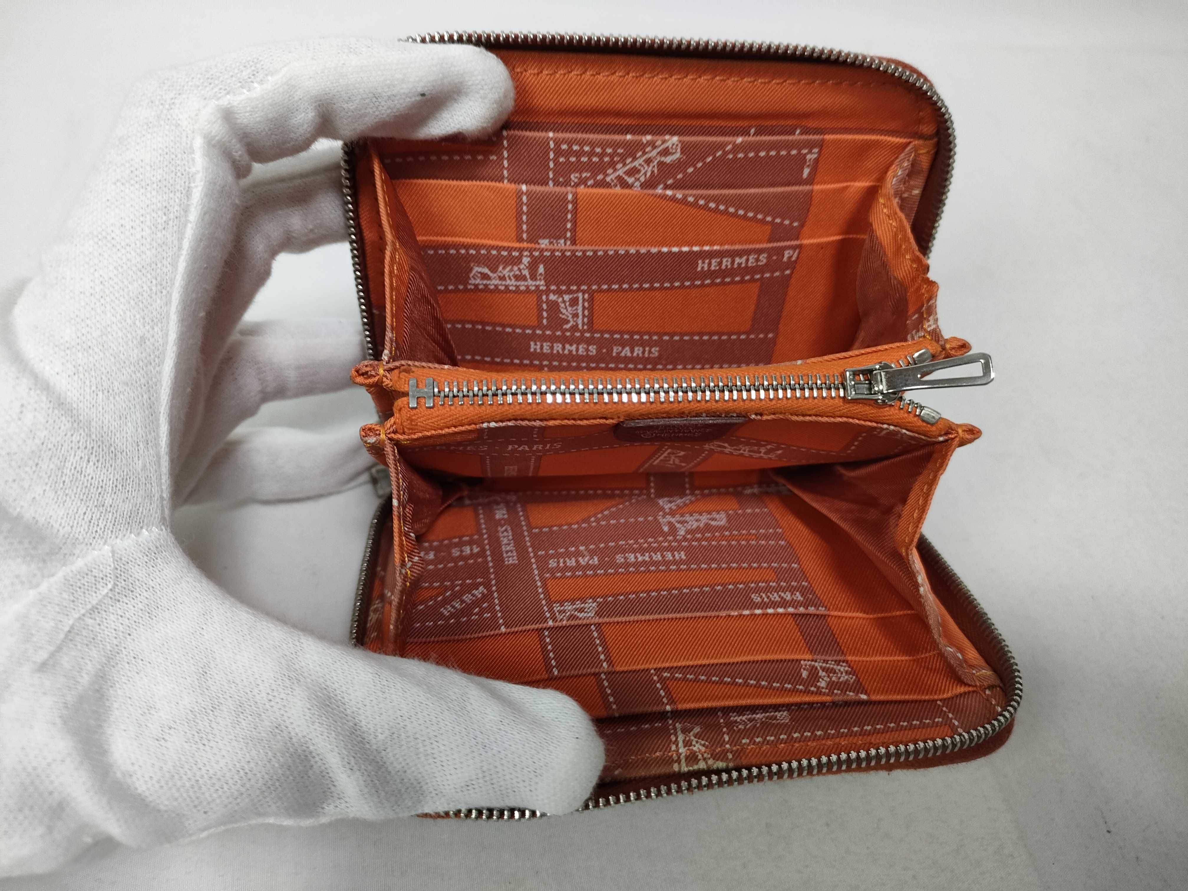 Azap Compact Silk In Wallet, Veau Epsom Leather, Brown, O Stamp — view 9