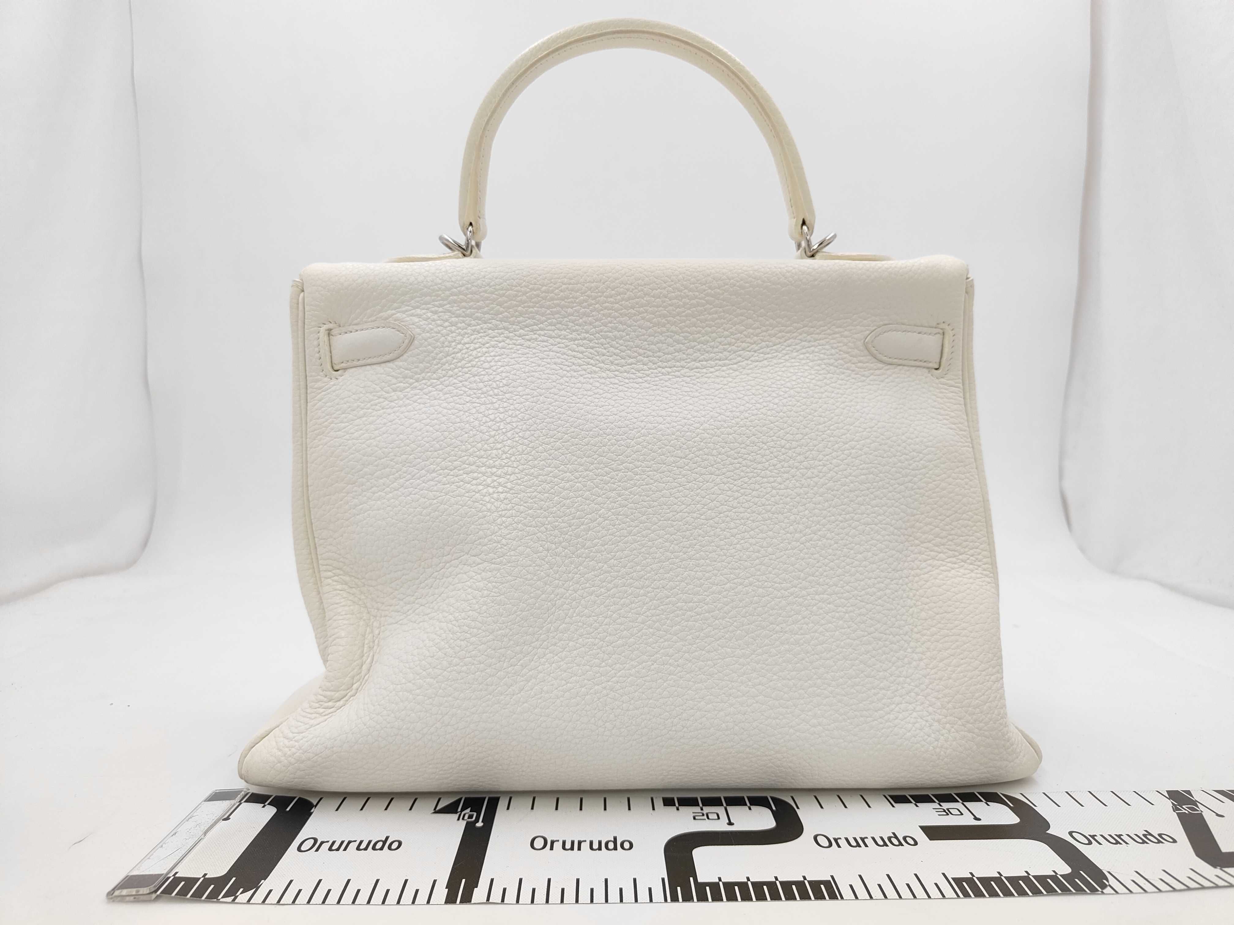 Kelly 35 White Taurillon Clemence Leather Silver Hardware N Stamp Shoulder Bag — view 2