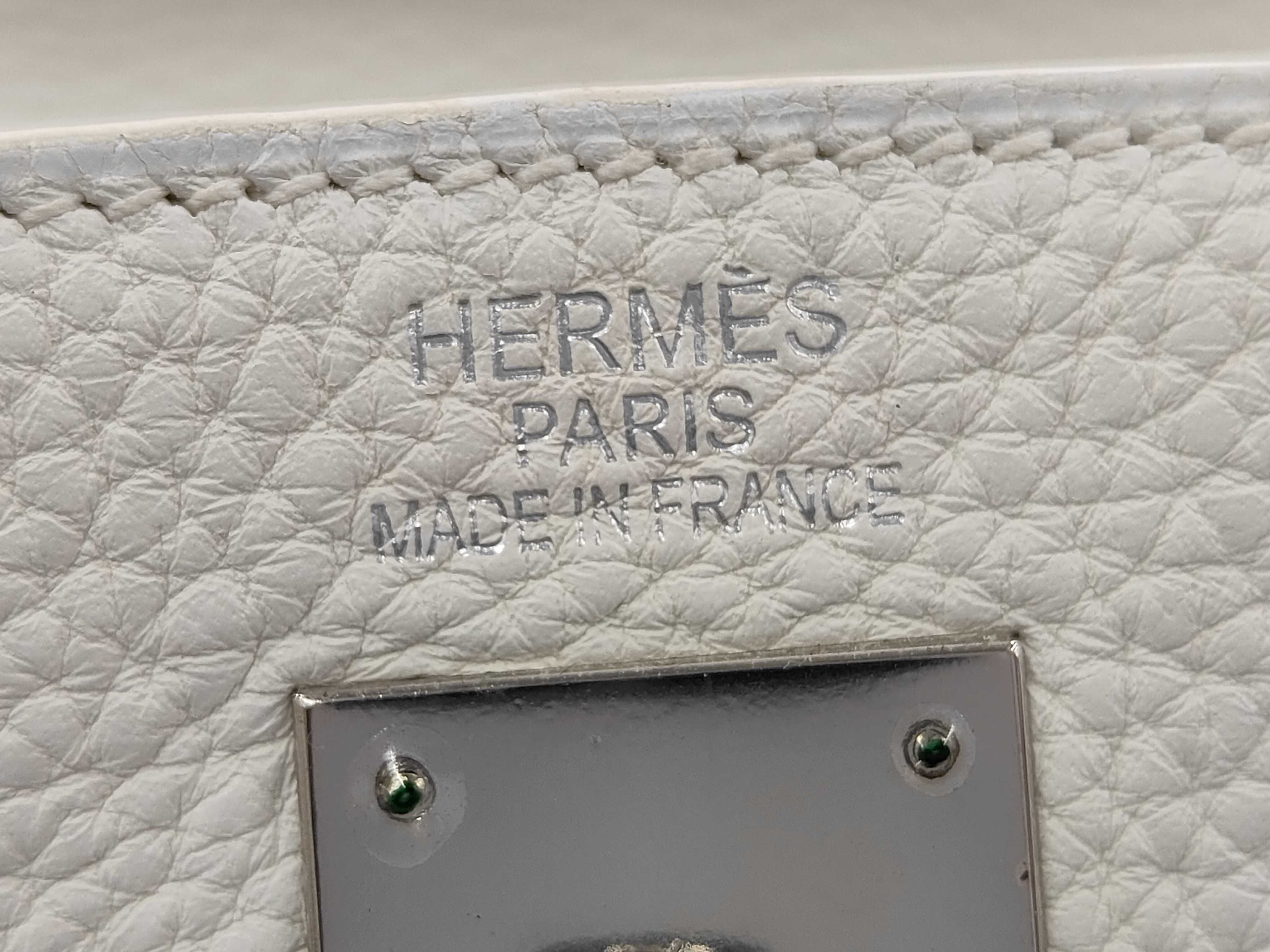 Kelly 35 White Taurillon Clemence Leather Silver Hardware N Stamp Shoulder Bag — view 8