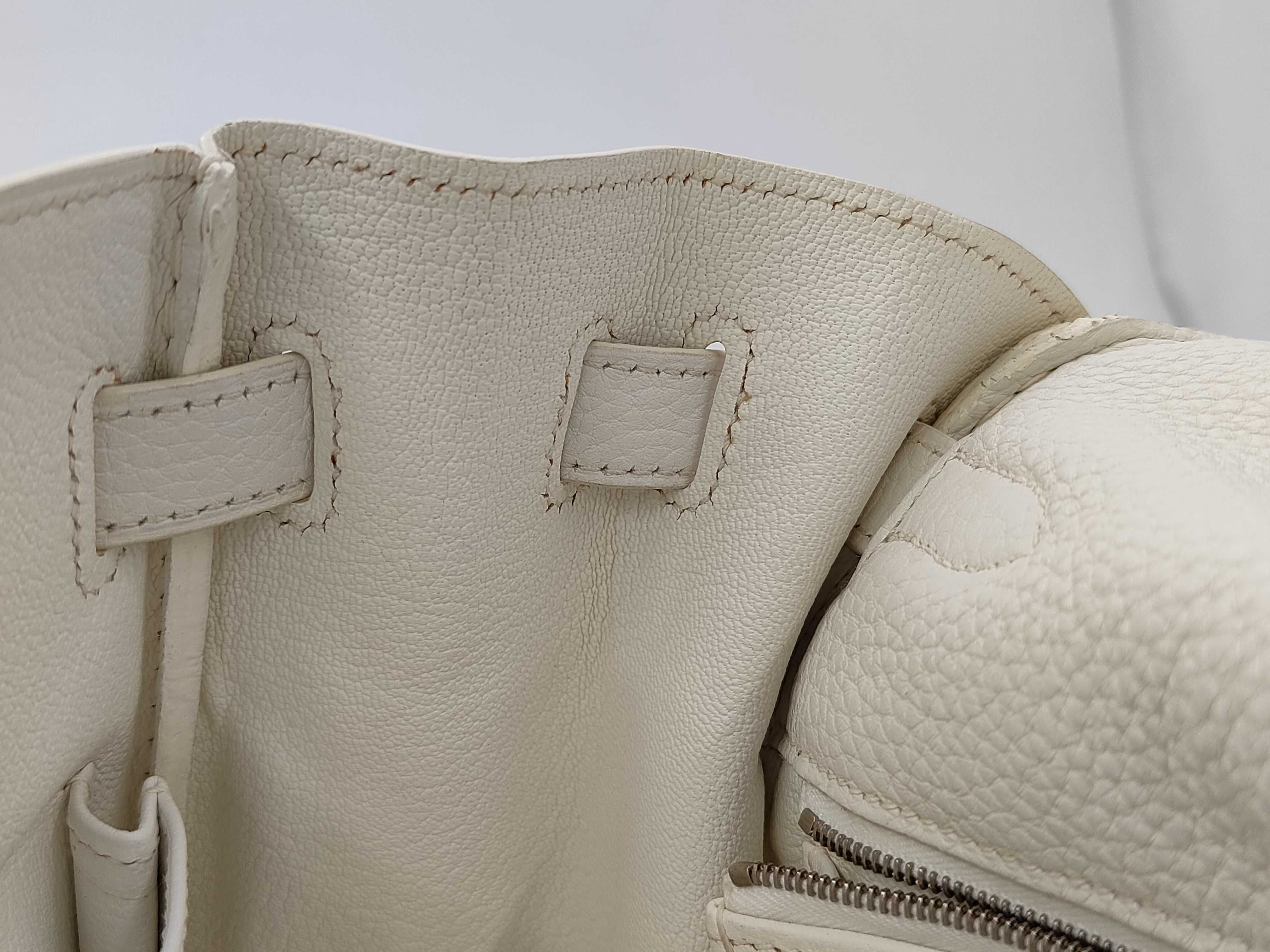 Kelly 35 White Taurillon Clemence Leather Silver Hardware N Stamp Shoulder Bag — view 10