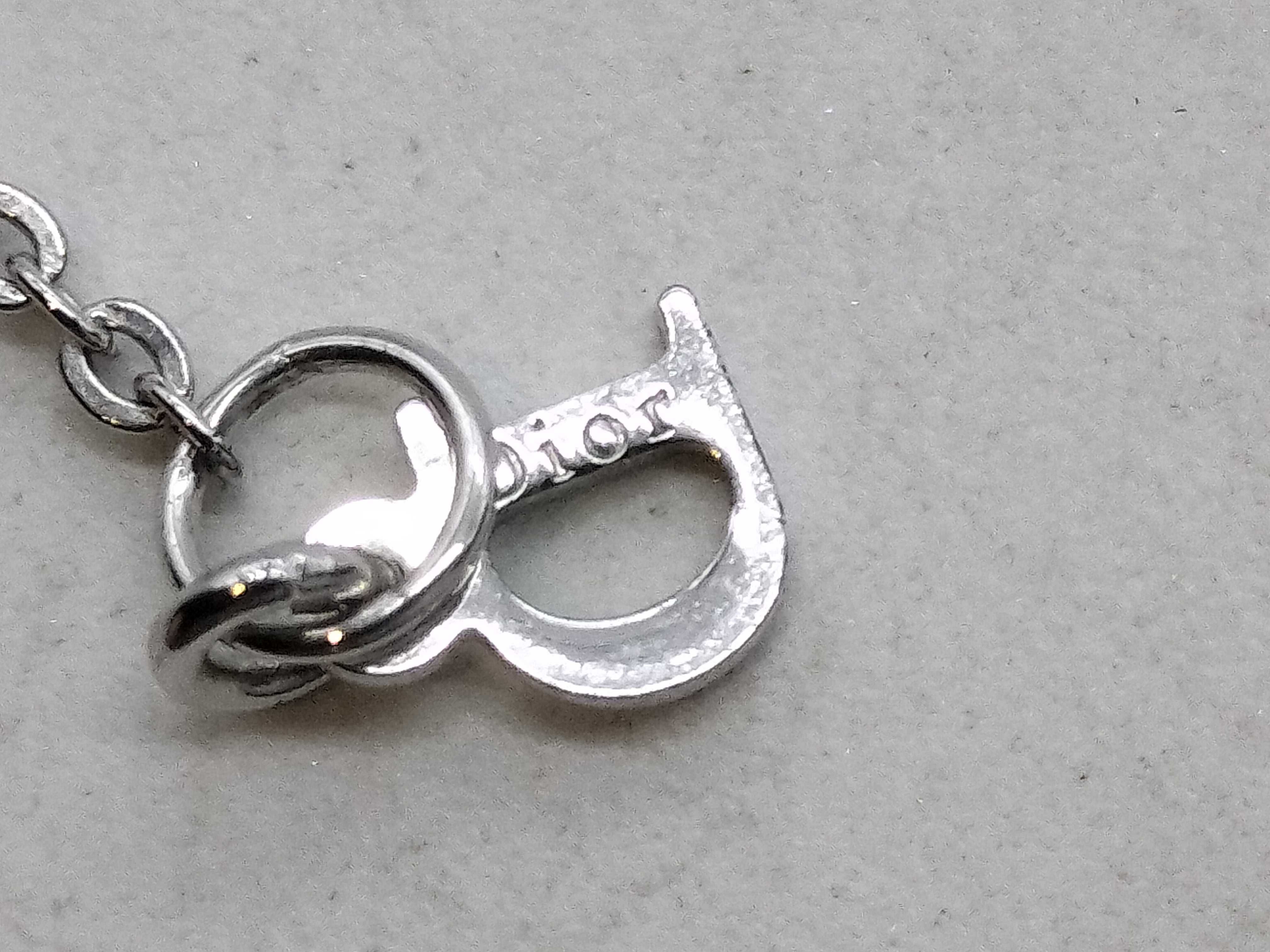 Ribbon Pearl Rhinestone Silver Necklace — view 7