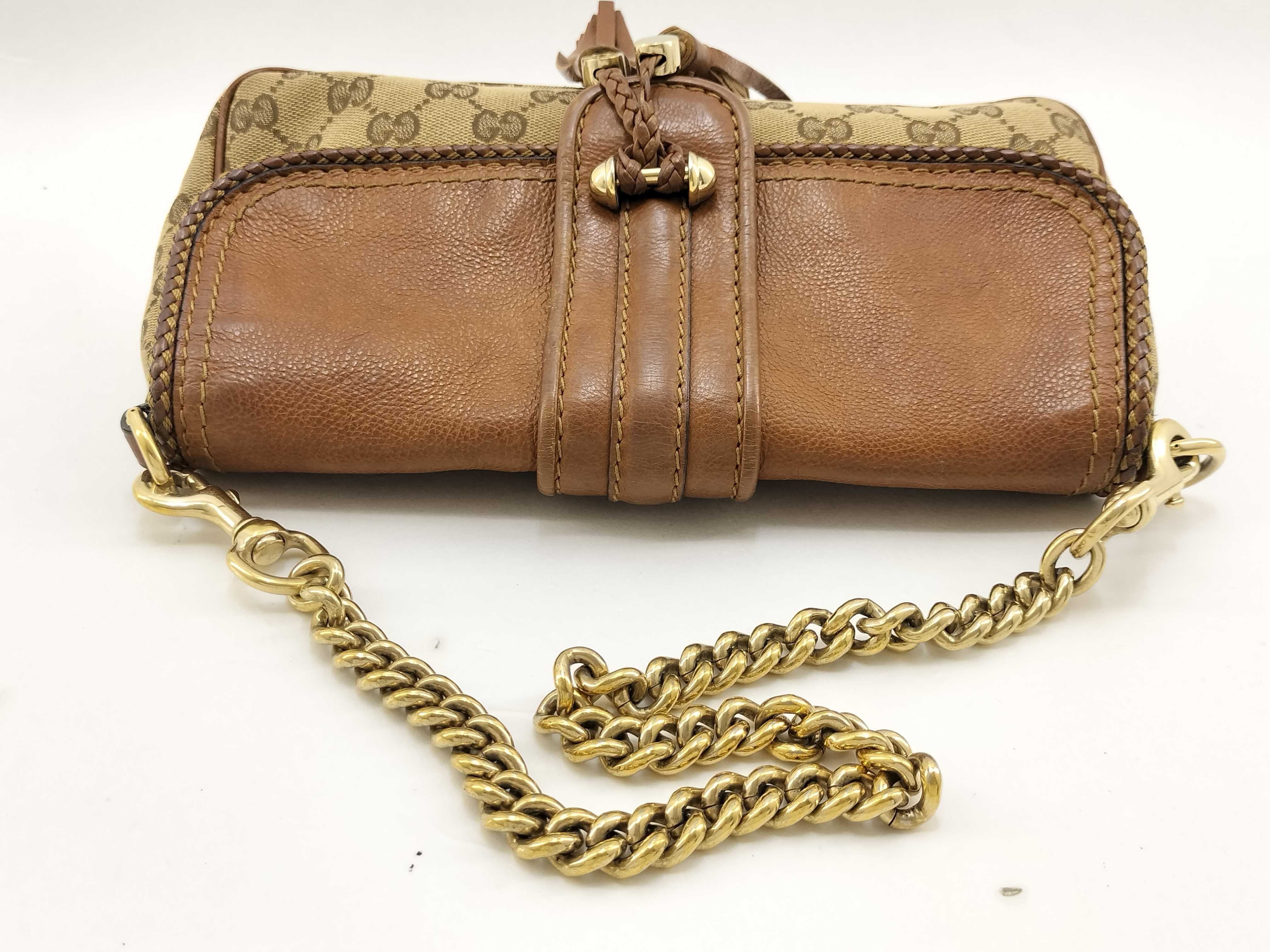 GG Canvas Caramel Canvas GG Monogram Tassel Chain Underarm Bag Pouch — view 7