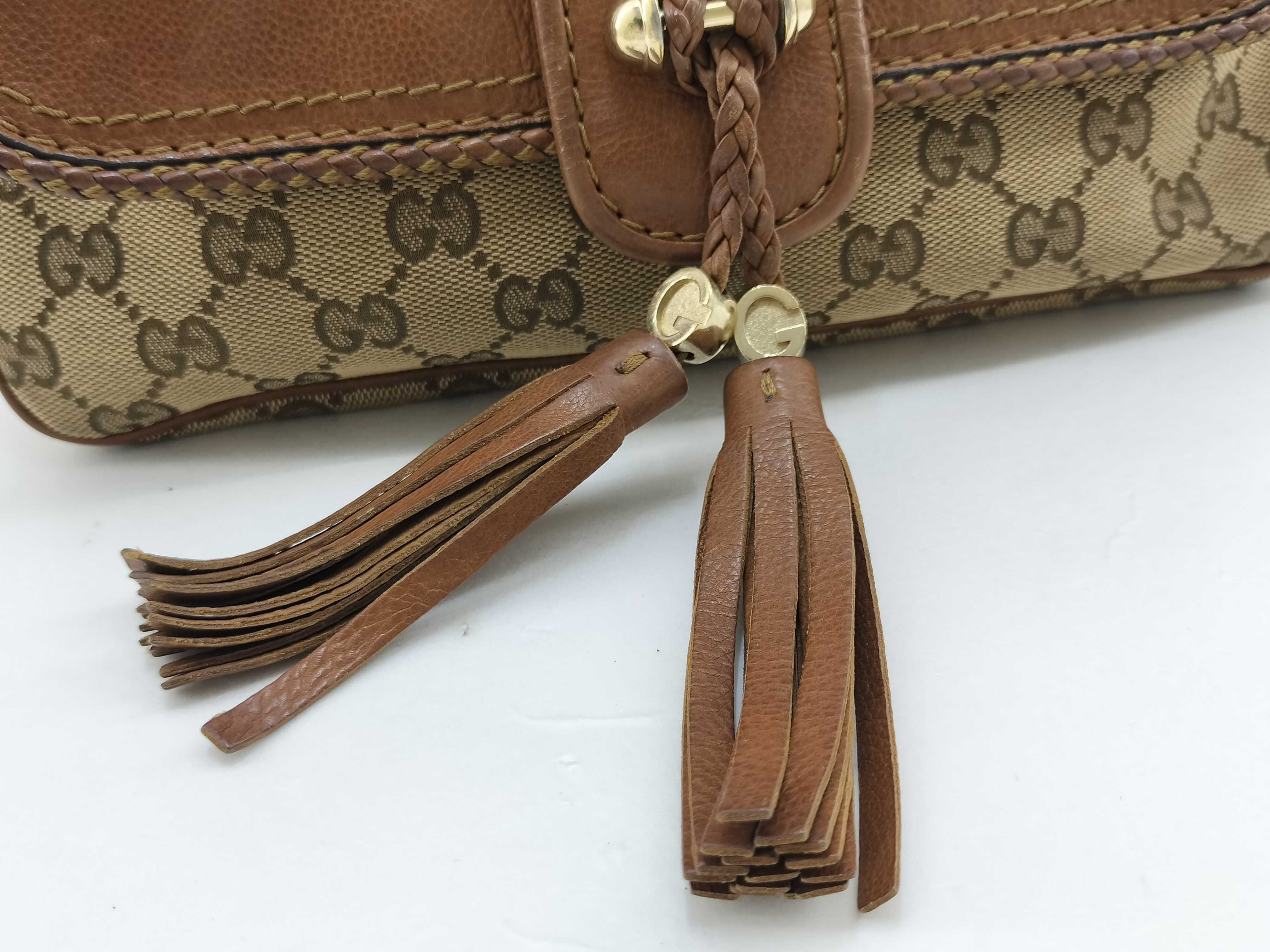 GG Canvas Caramel Canvas GG Monogram Tassel Chain Underarm Bag Pouch — view 9