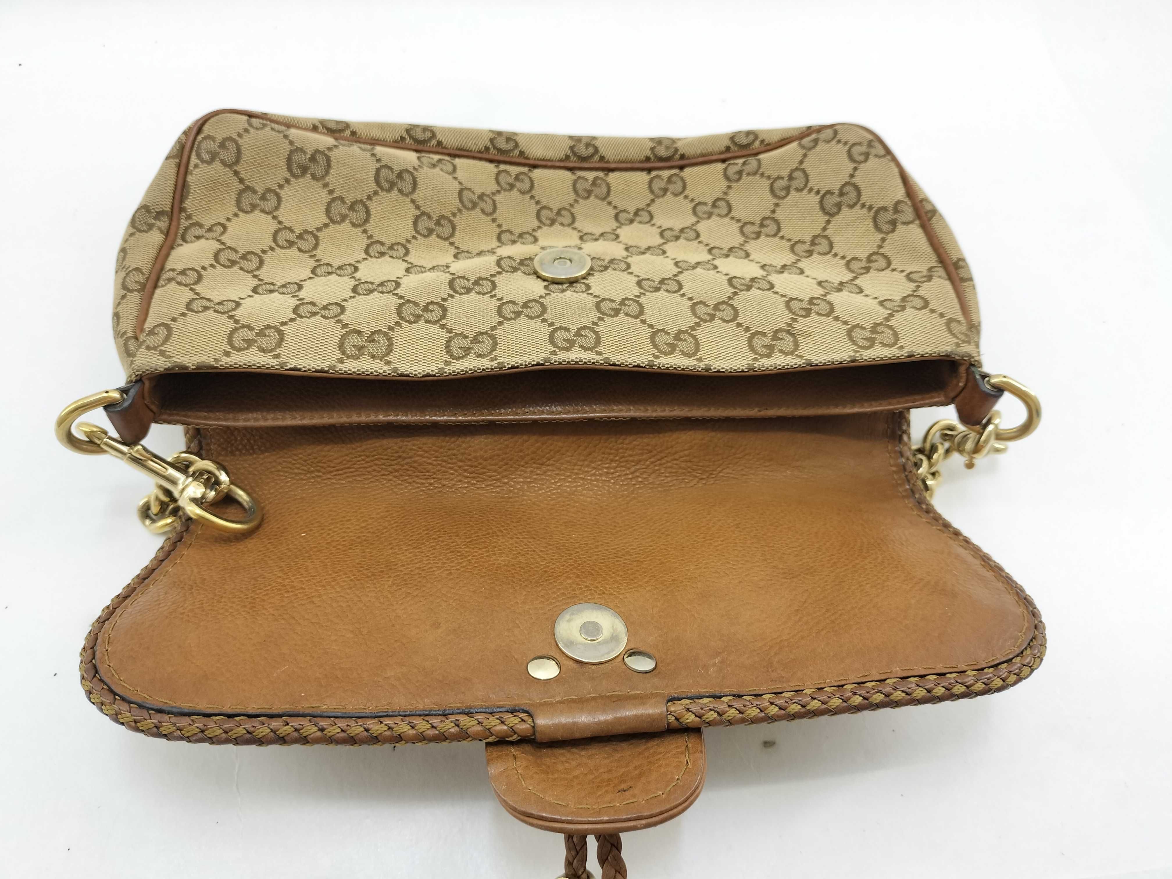 GG Canvas Caramel Canvas GG Monogram Tassel Chain Underarm Bag Pouch — view 10