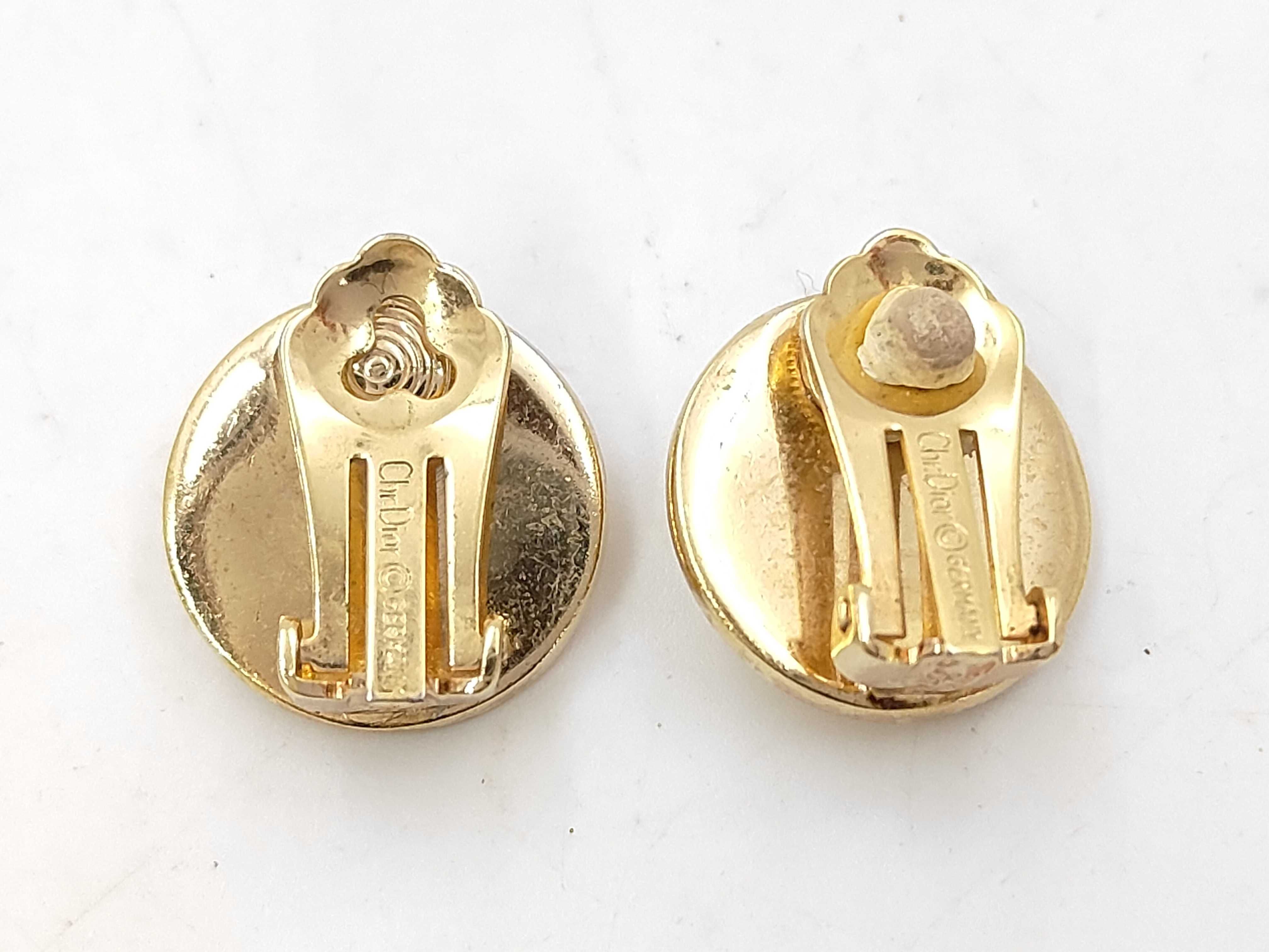 Gold Circle Plate Stone Earrings — view 2