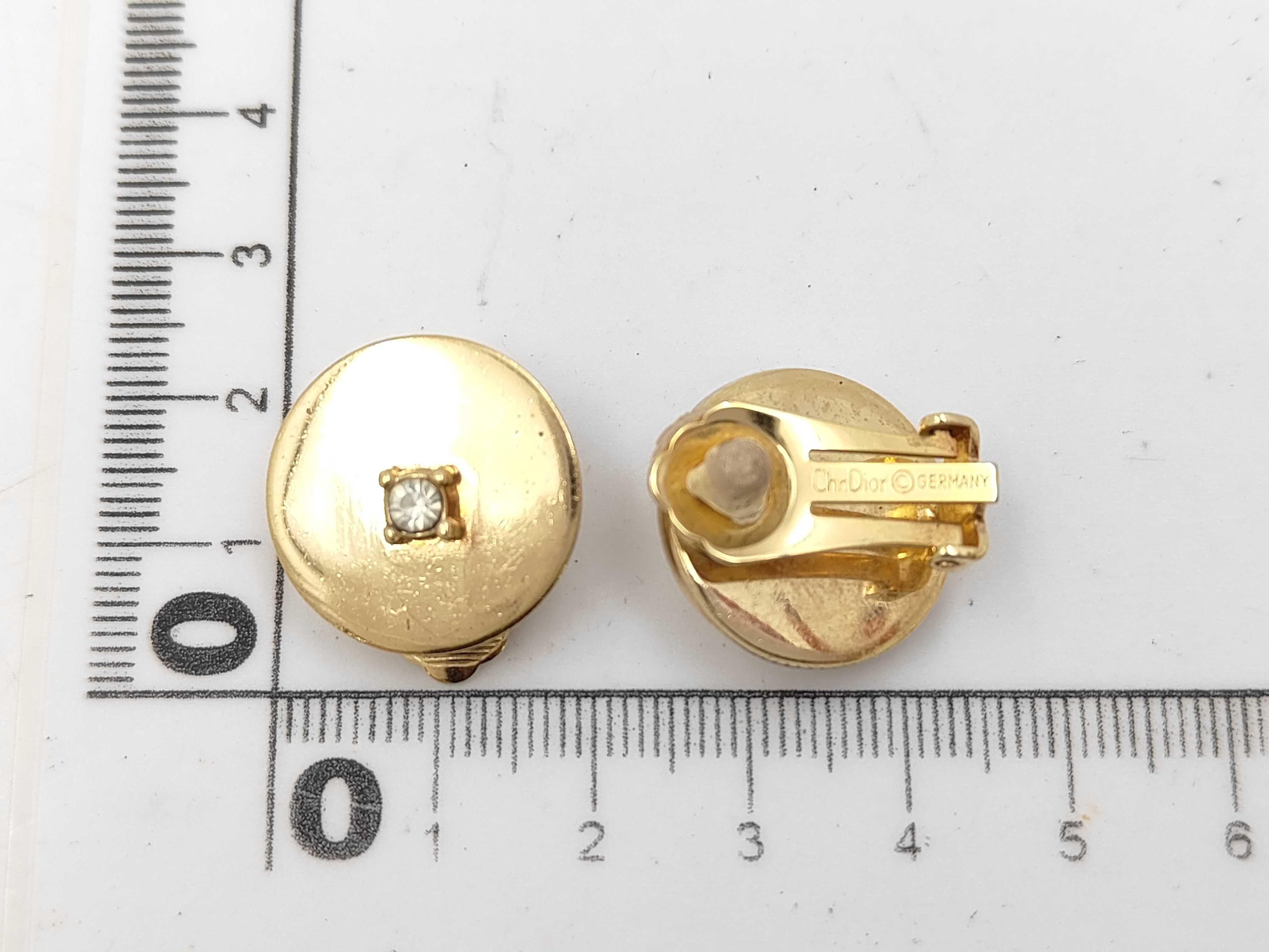 Gold Circle Plate Stone Earrings — view 6