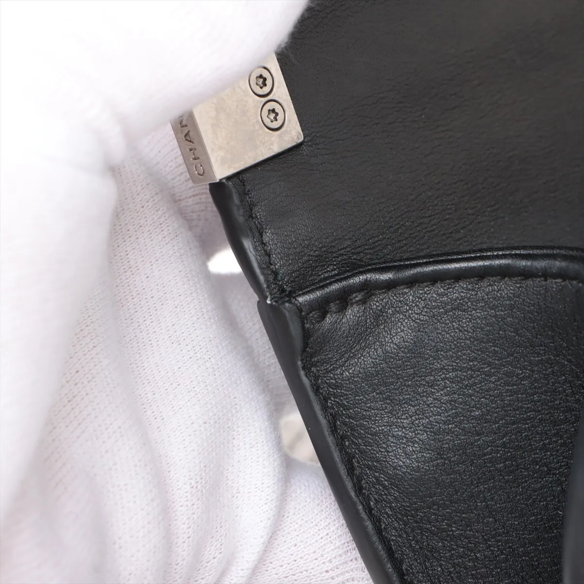 Matelasse Leather Chain Shoulder Bag Coco Eyelet Black Silver Hardware 25278775 25th Series — view 11