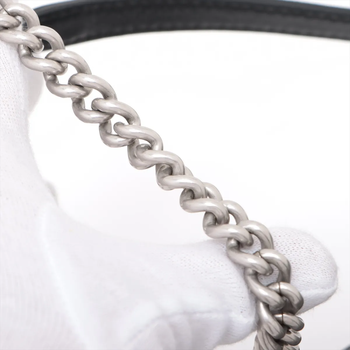 Matelasse Leather Chain Shoulder Bag Coco Eyelet Black Silver Hardware 25278775 25th Series — view 12