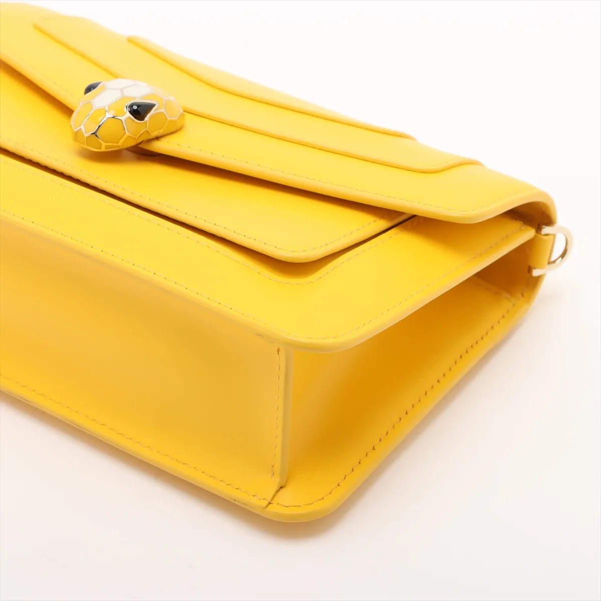 Bulgari Serpenti Forever Leather Shoulder Bag Yellow — view 3