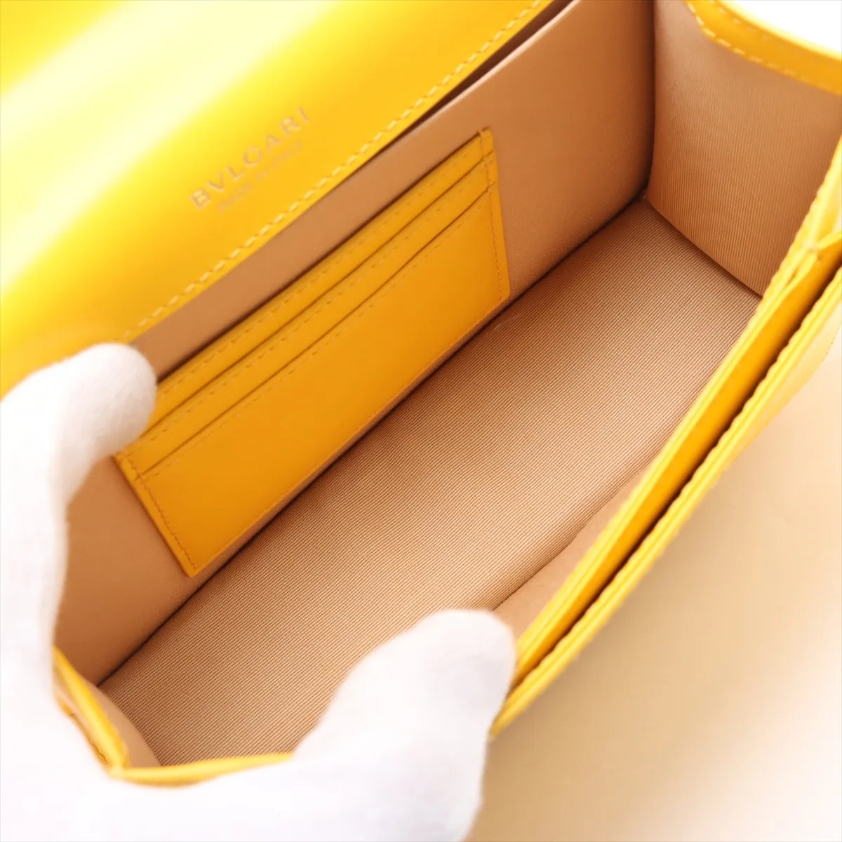 Bulgari Serpenti Forever Leather Shoulder Bag Yellow — view 6