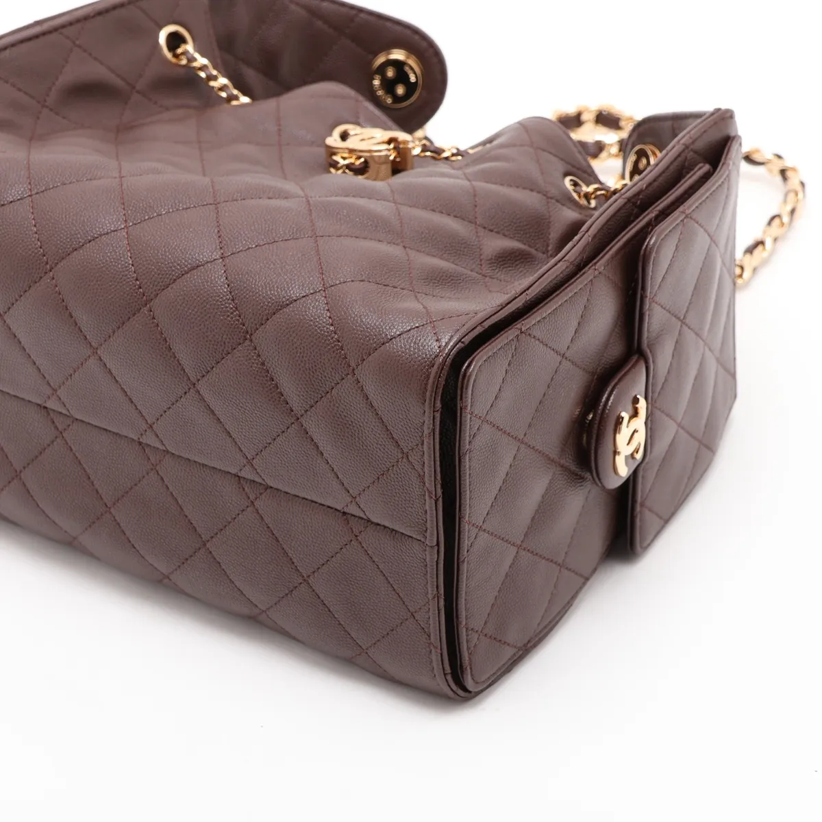 [Individually packaged] Chanel 25 Small Caviar Skin Chain Shoulder Bag, Brown with Gold Hardware, C65ACKPK, Random Plate, AS5293 — view 3