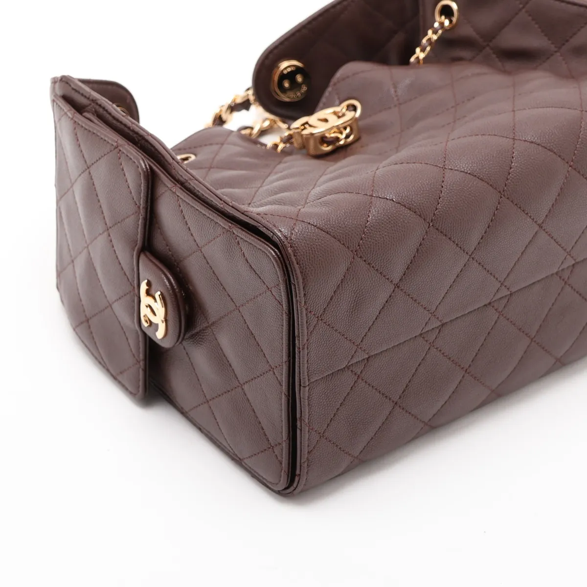 [Individually packaged] Chanel 25 Small Caviar Skin Chain Shoulder Bag, Brown with Gold Hardware, C65ACKPK, Random Plate, AS5293 — view 4