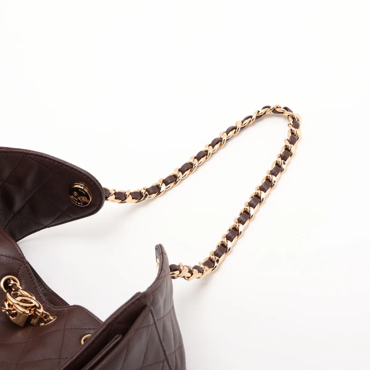 [Individually packaged] Chanel 25 Small Caviar Skin Chain Shoulder Bag, Brown with Gold Hardware, C65ACKPK, Random Plate, AS5293 — view 5