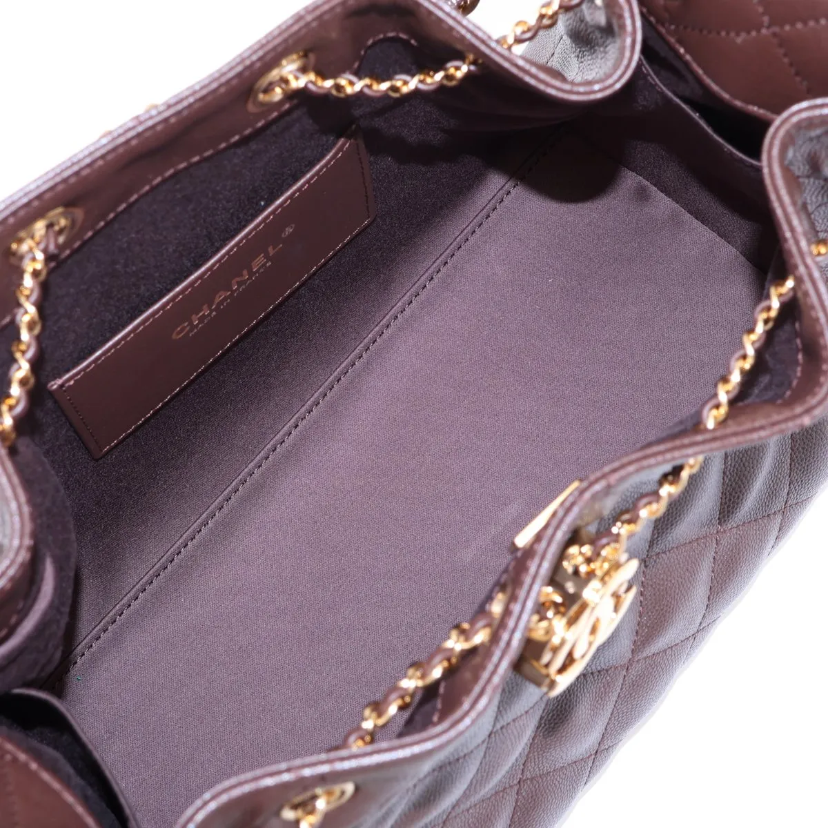 [Individually packaged] Chanel 25 Small Caviar Skin Chain Shoulder Bag, Brown with Gold Hardware, C65ACKPK, Random Plate, AS5293 — view 6